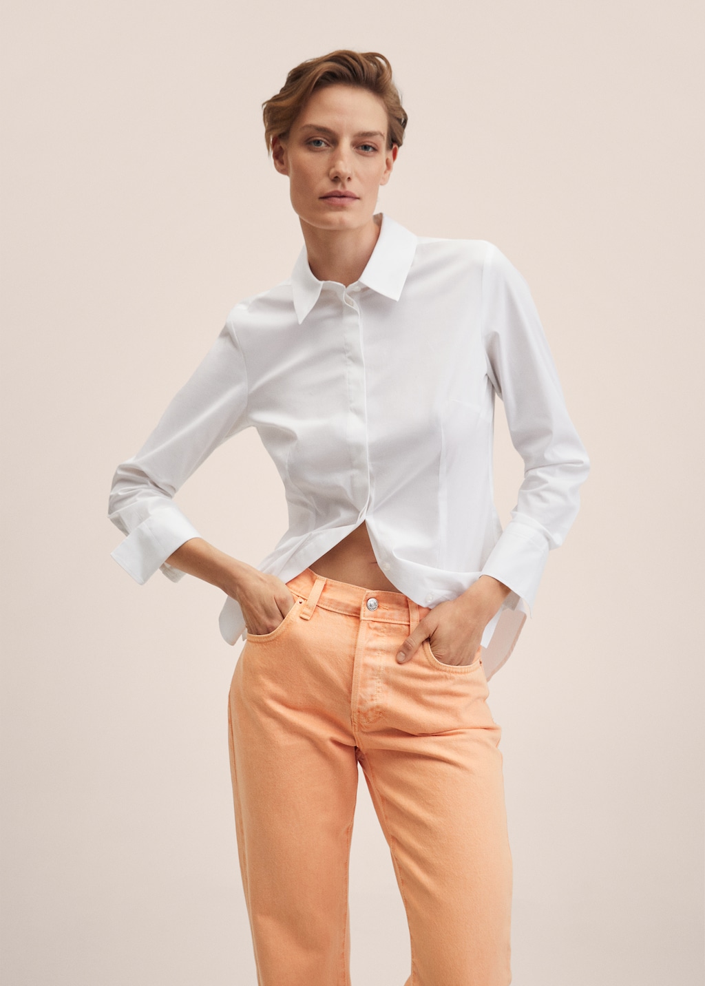 High-waist straight-fit cropped jeans - Detail van het artikel 1