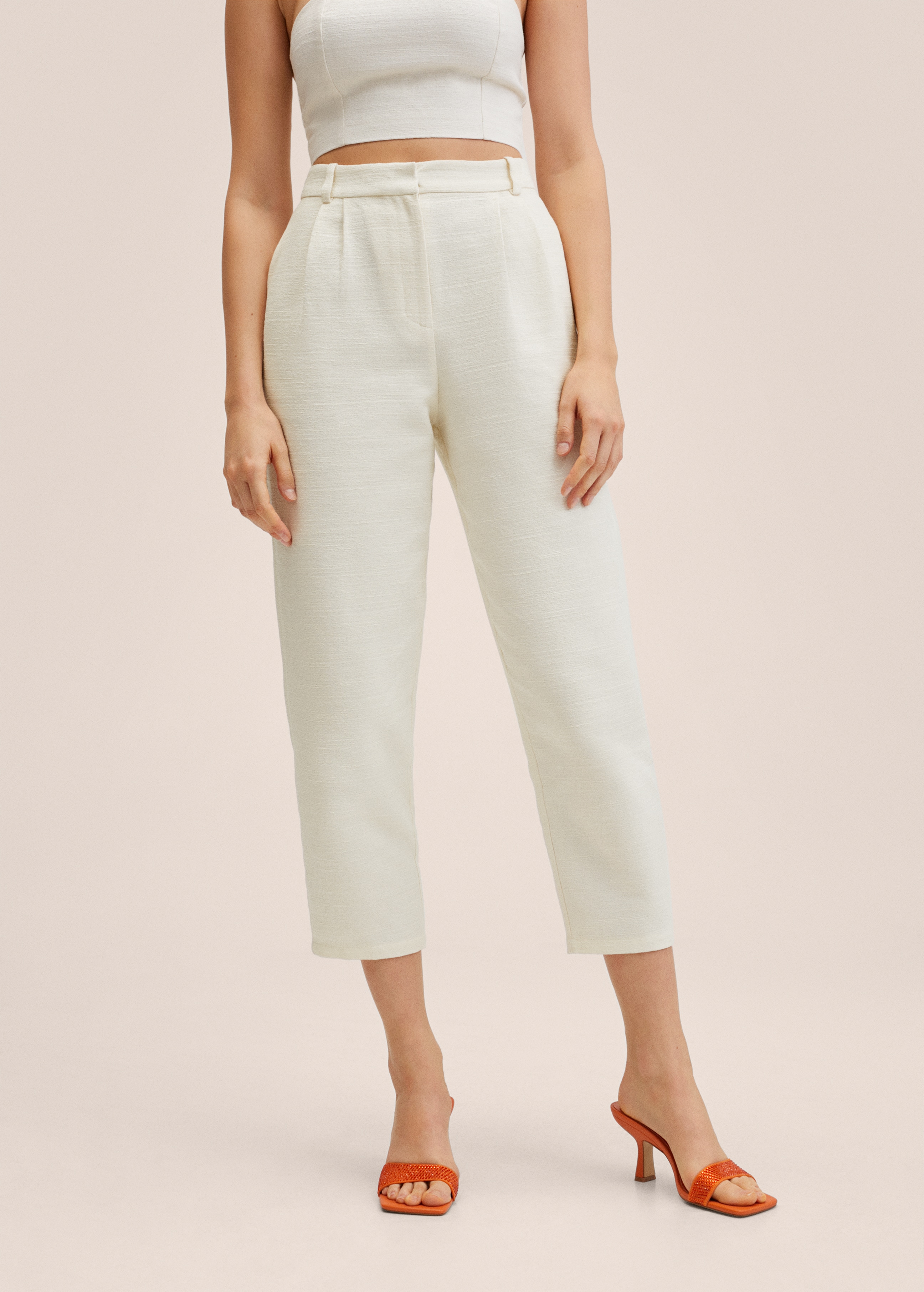 Straight textured trousers