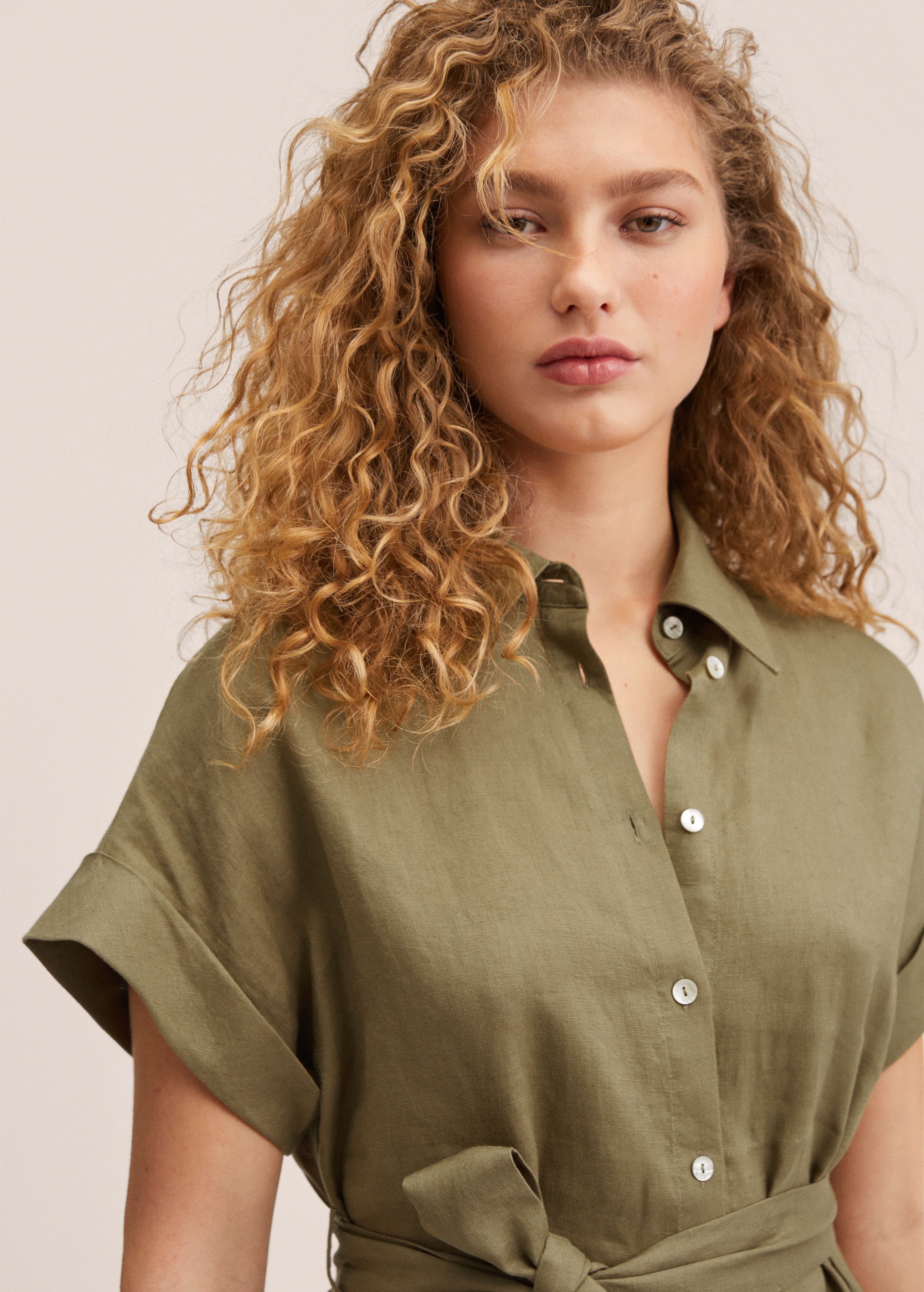 100% linen shirty dress - Details of the article 1