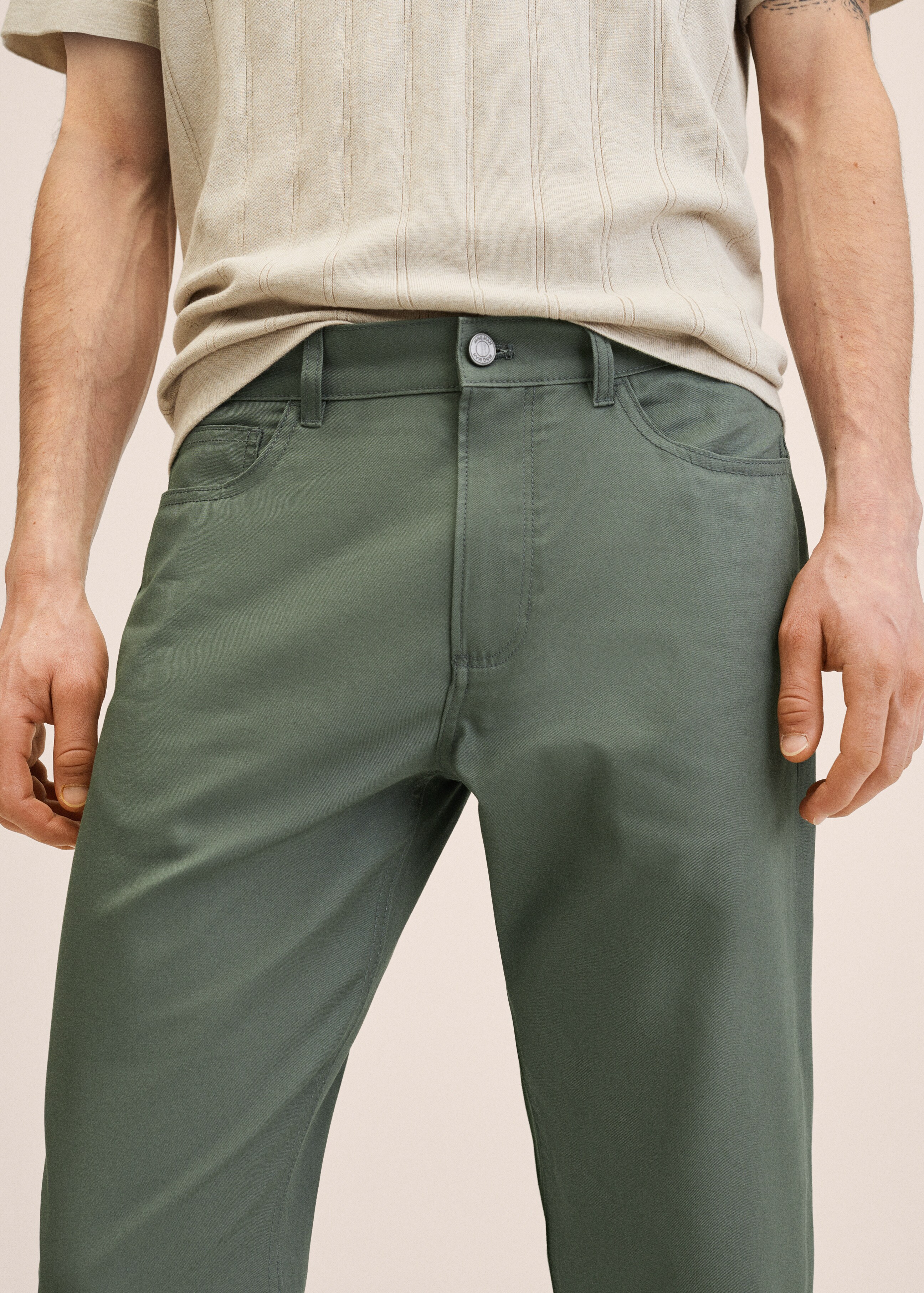Tapered-fit cotton trousers - Details of the article 1