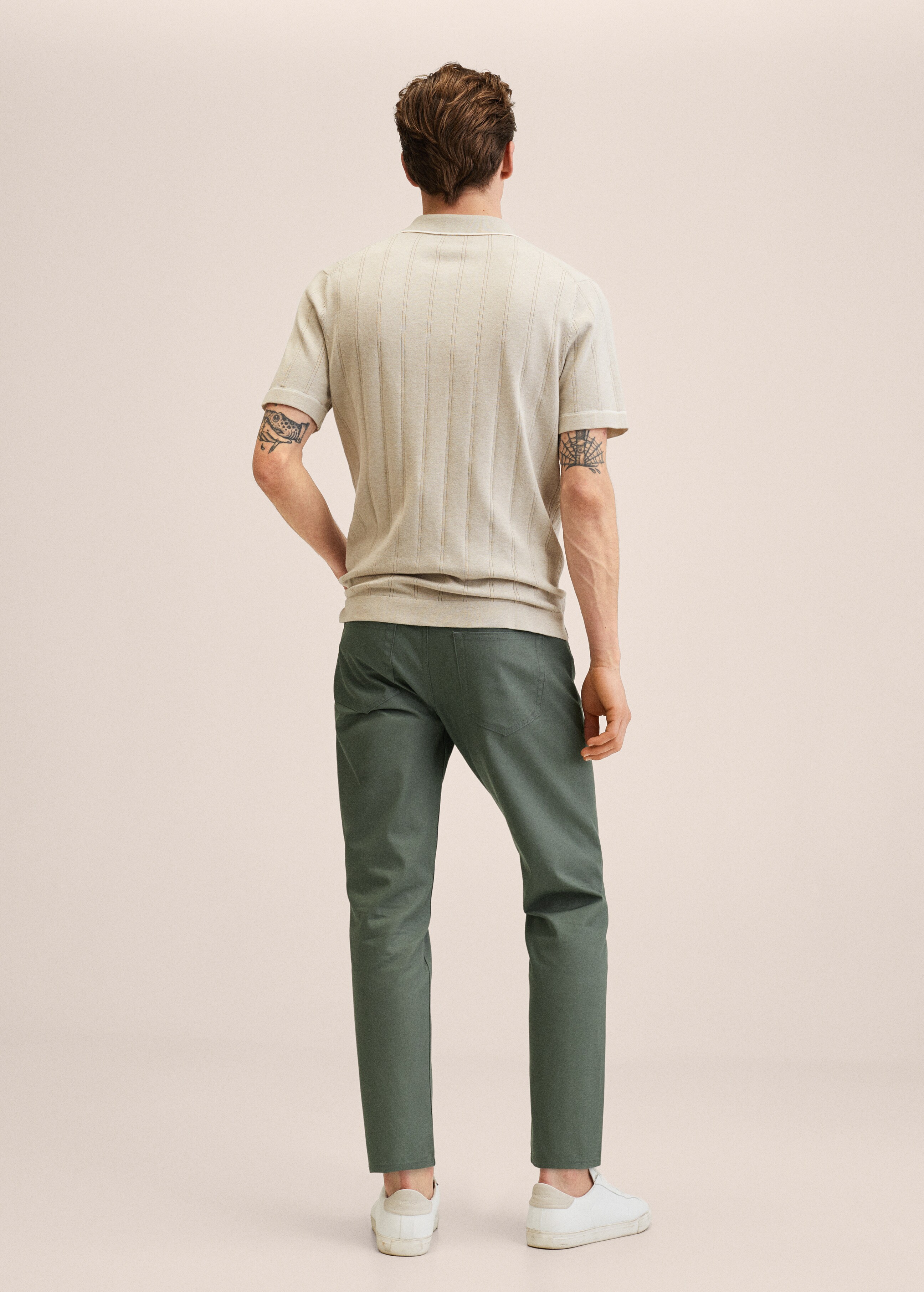 Tapered-fit cotton trousers - Reverse of the article