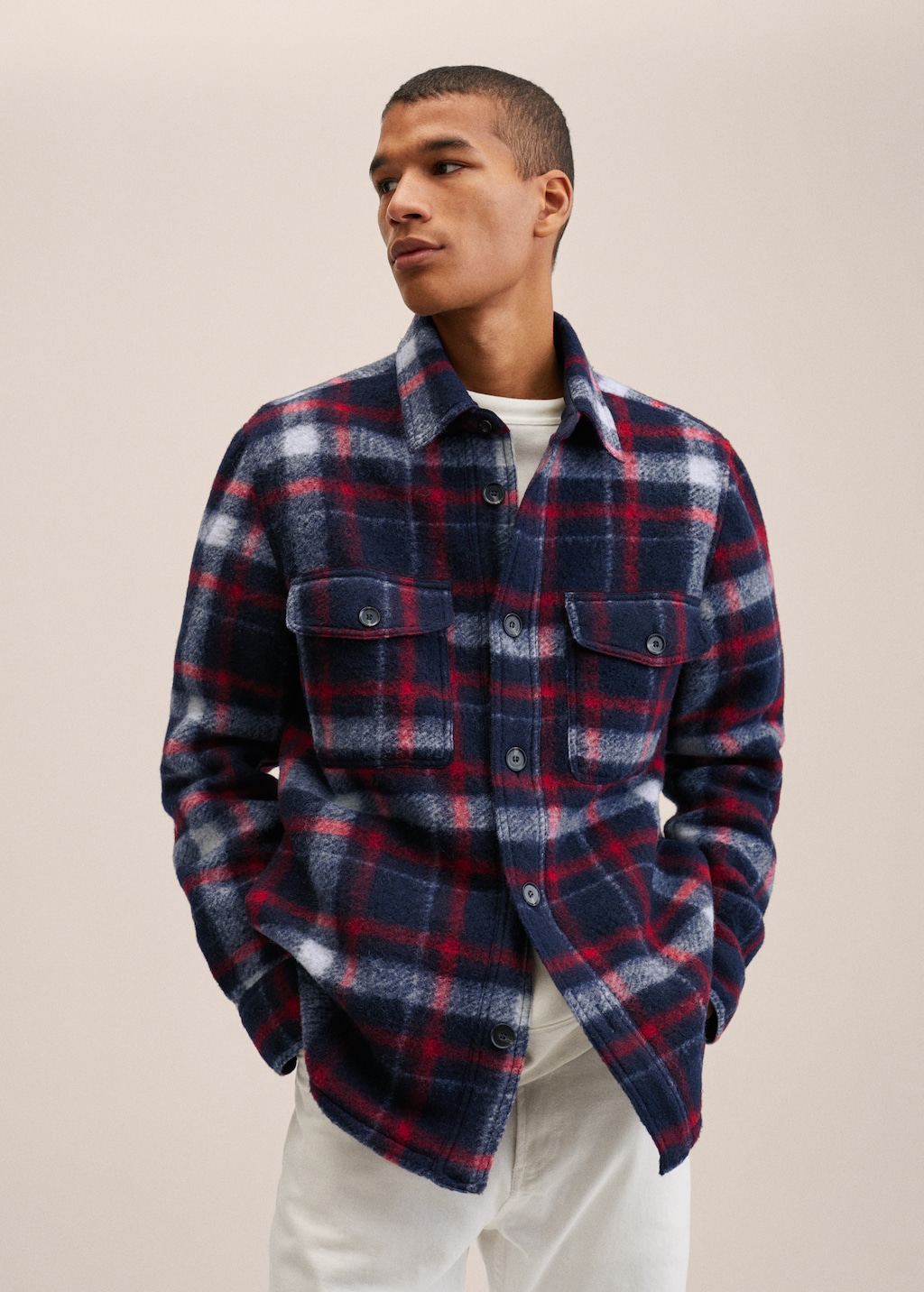 Check wool overshirt - Medium plane