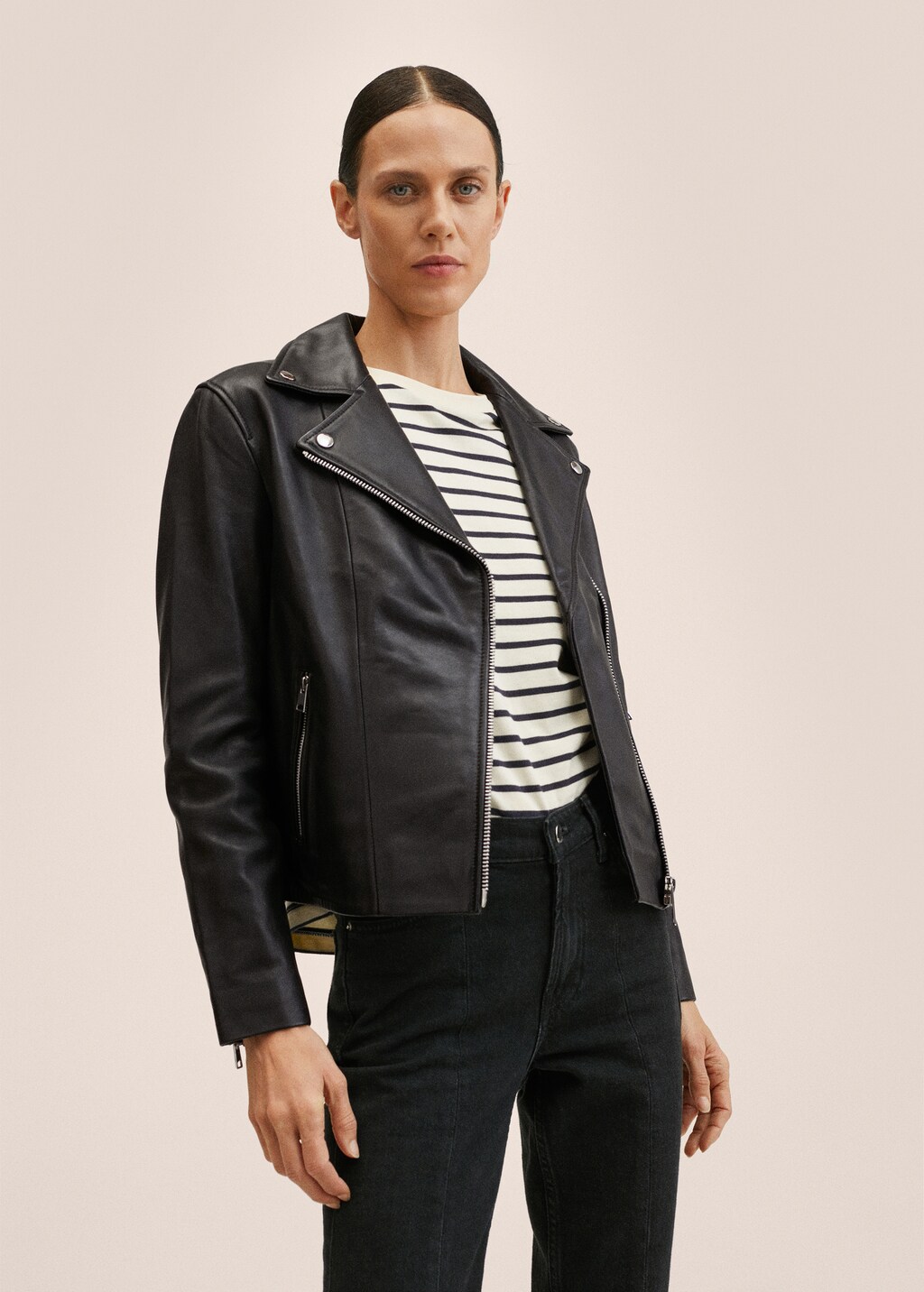 Leather biker jacket - Medium plane