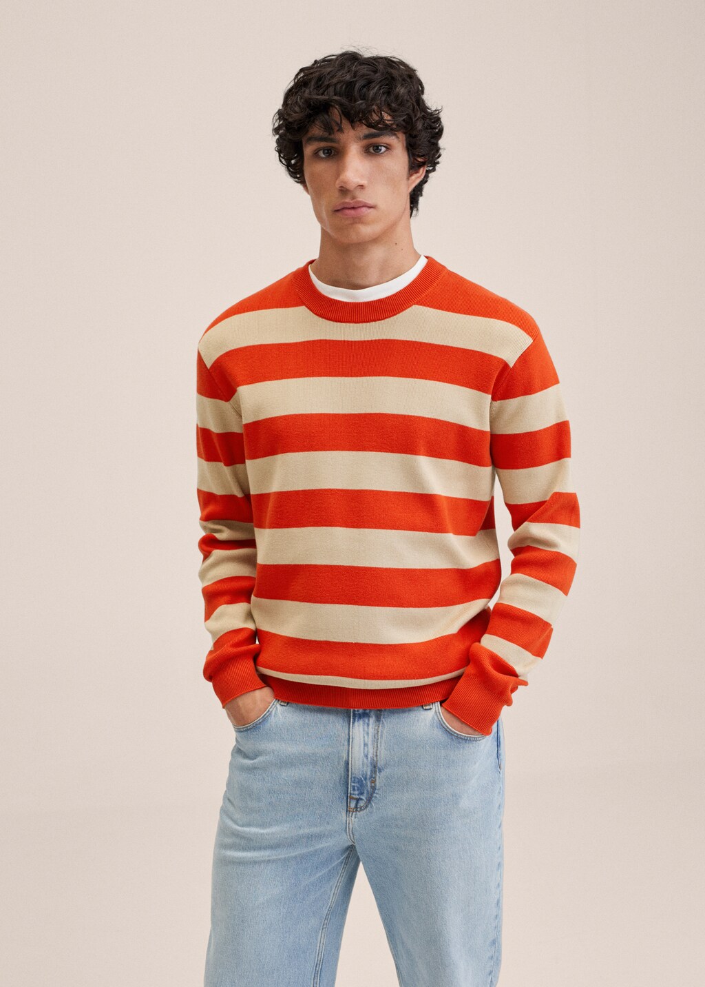 Striped cotton sweater - Medium plane