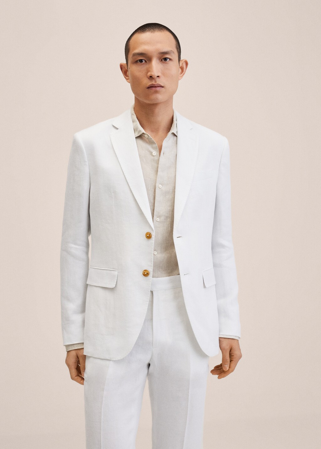 Slim fit linen suit blazer - Medium plane