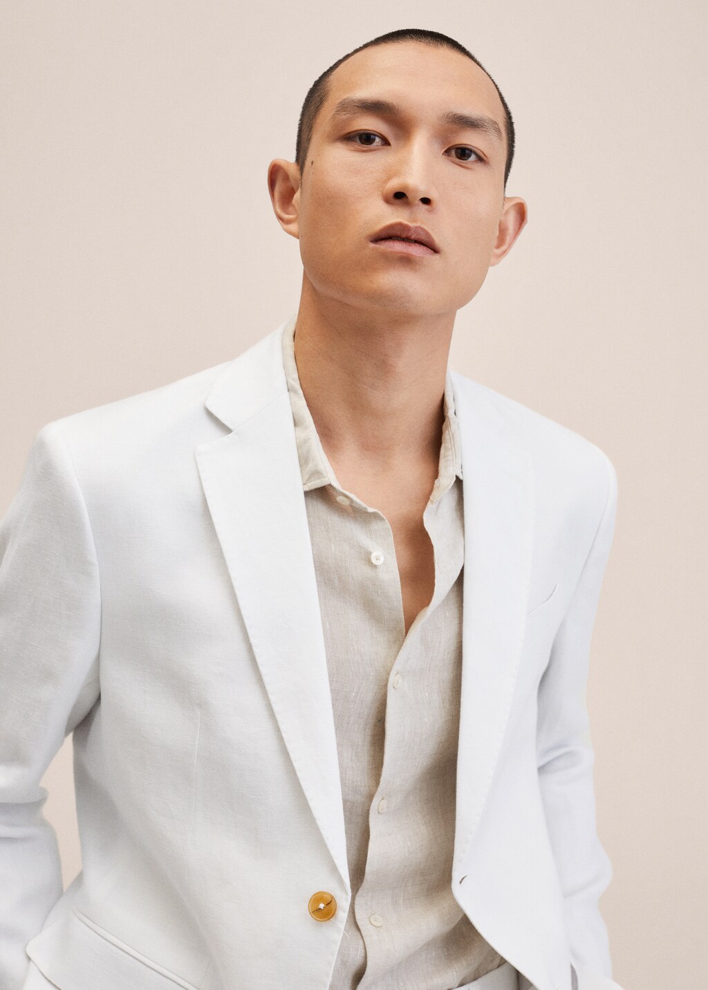 Slim fit linen suit blazer - Details of the article 2