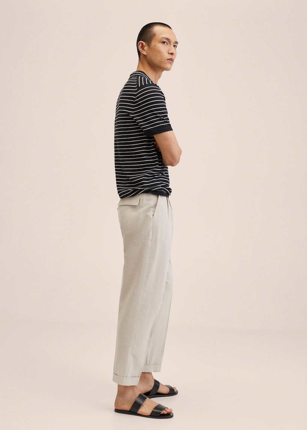 Cotton linen suit trousers with pleats - Details of the article 2