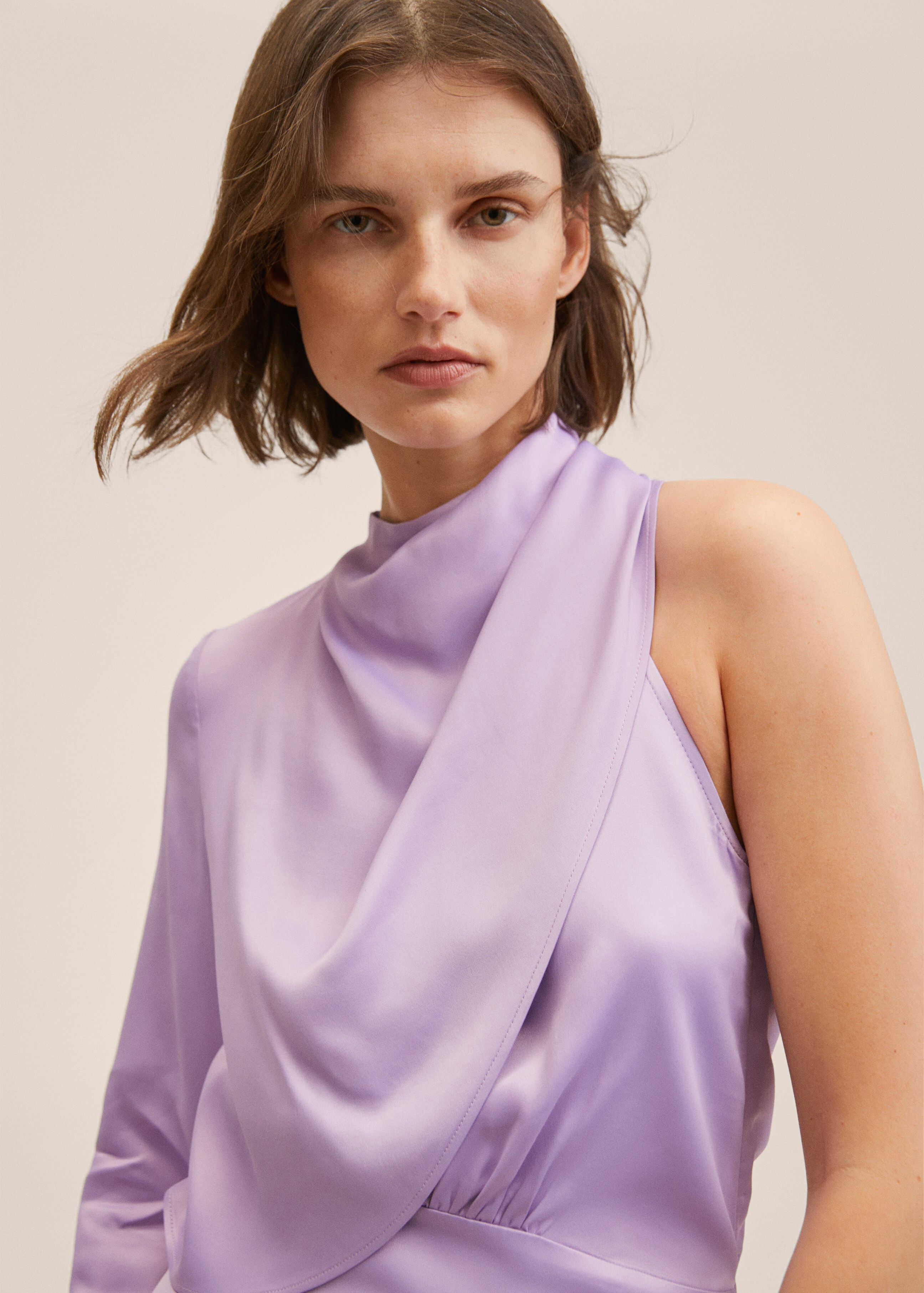 Asymmetrical satin dress - Details of the article 1
