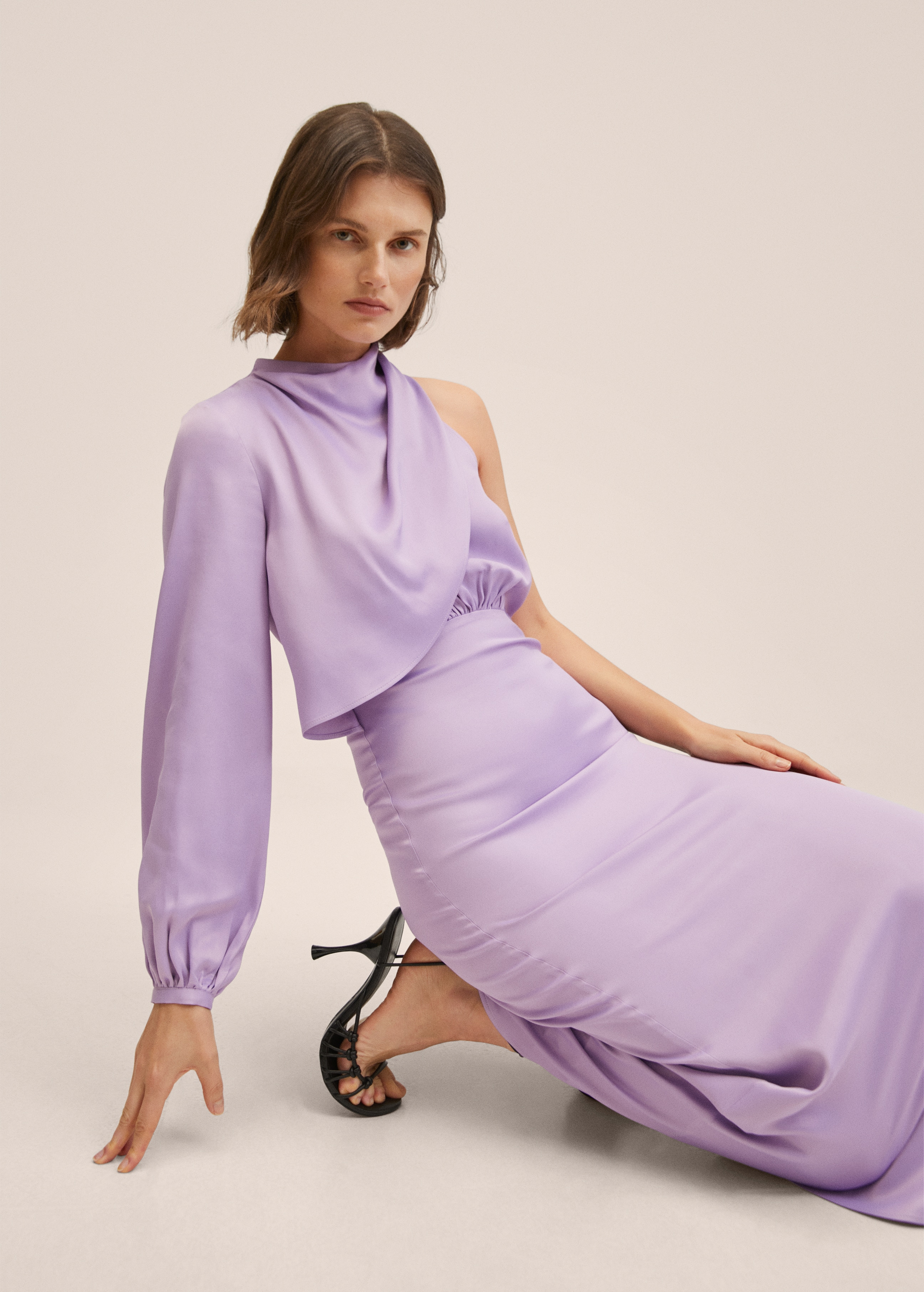 Asymmetrical satin dress - Details of the article 2