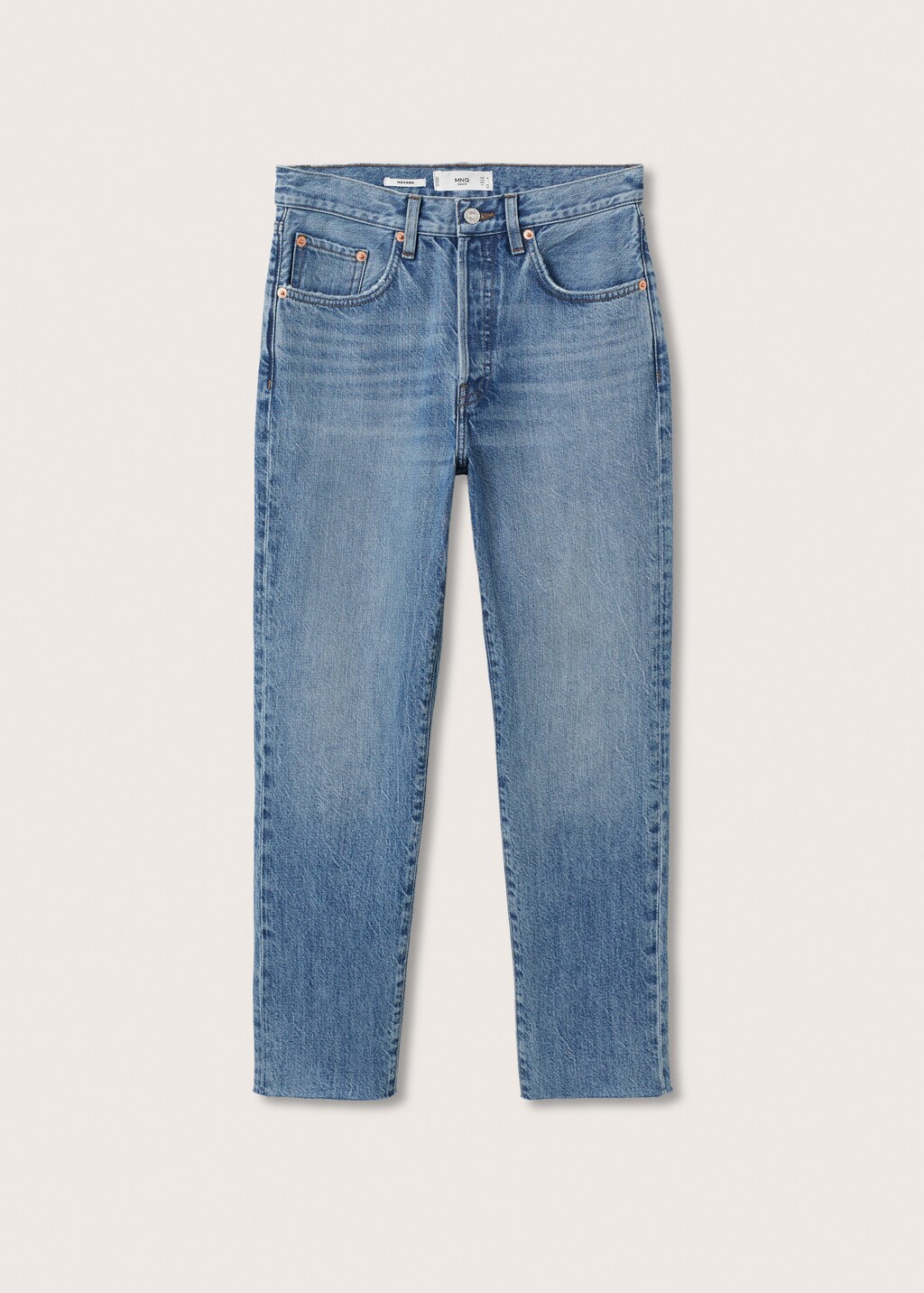 High-waist straight-fit cropped jeans - Artikel zonder model