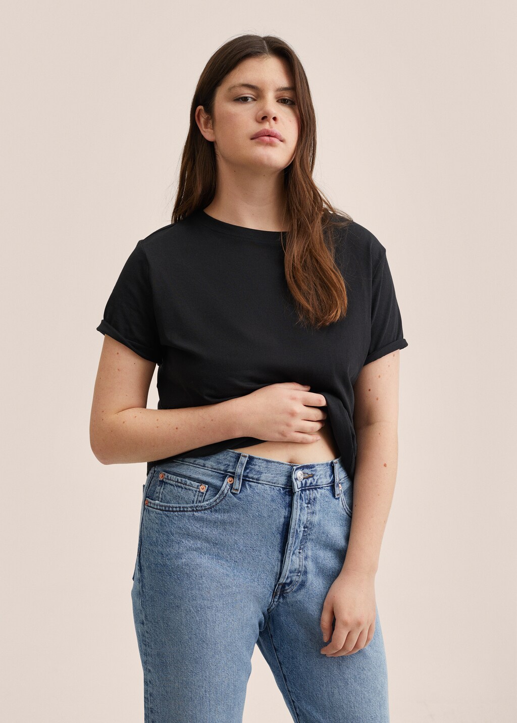 Highwaist straight cropped jeans - Details of the article 4