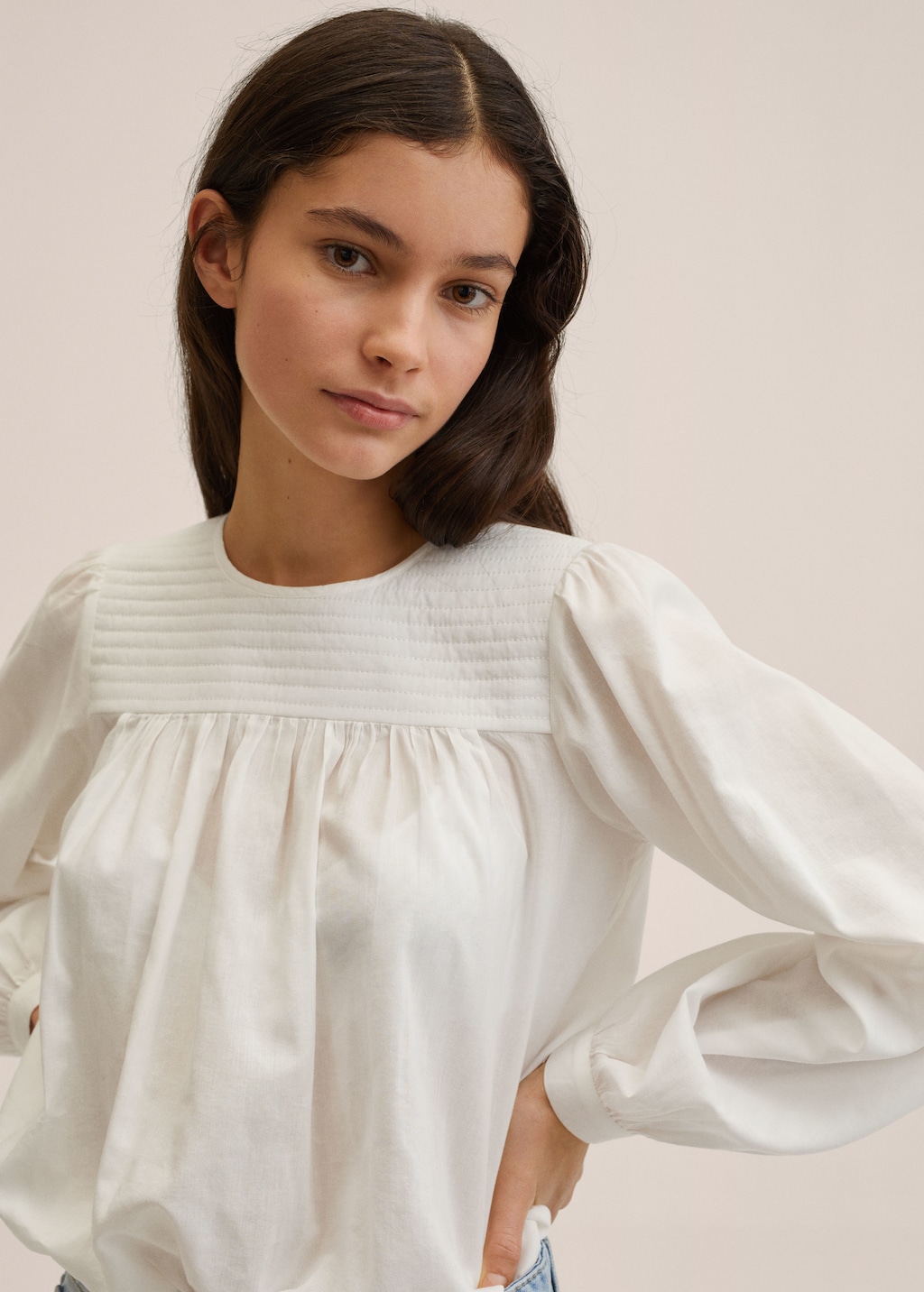 Puffed sleeves flowy blouse - Medium plane