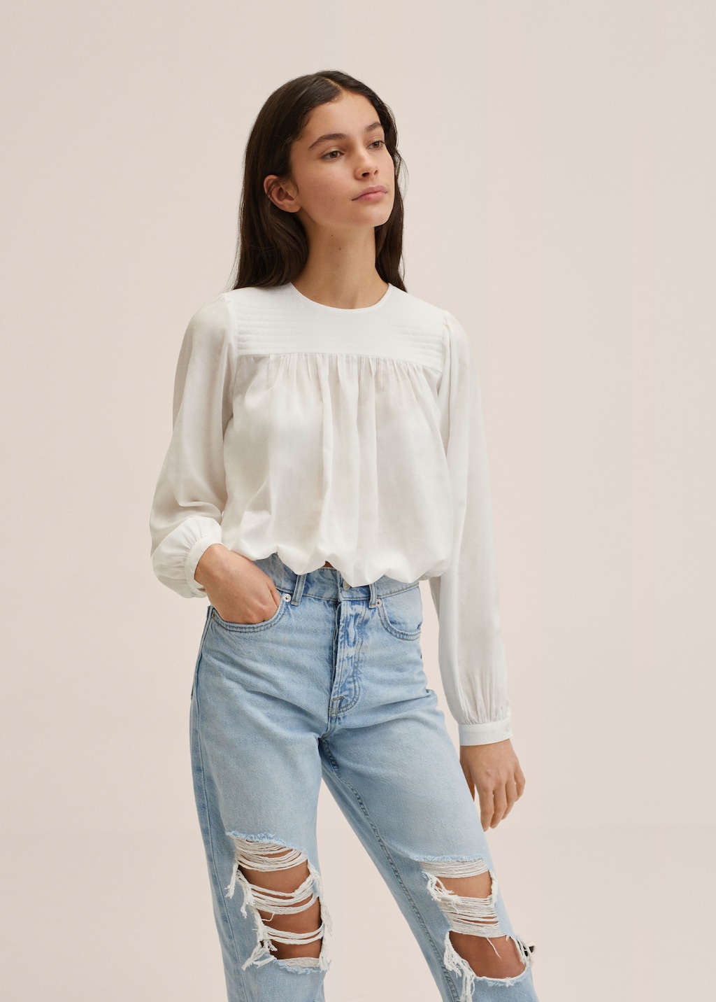 Puffed sleeves flowy blouse - Details of the article 1