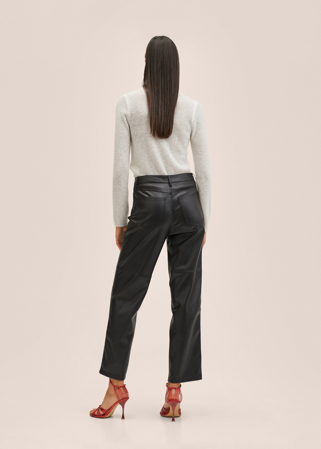 Leather-effect straight trousers - Reverse of the article