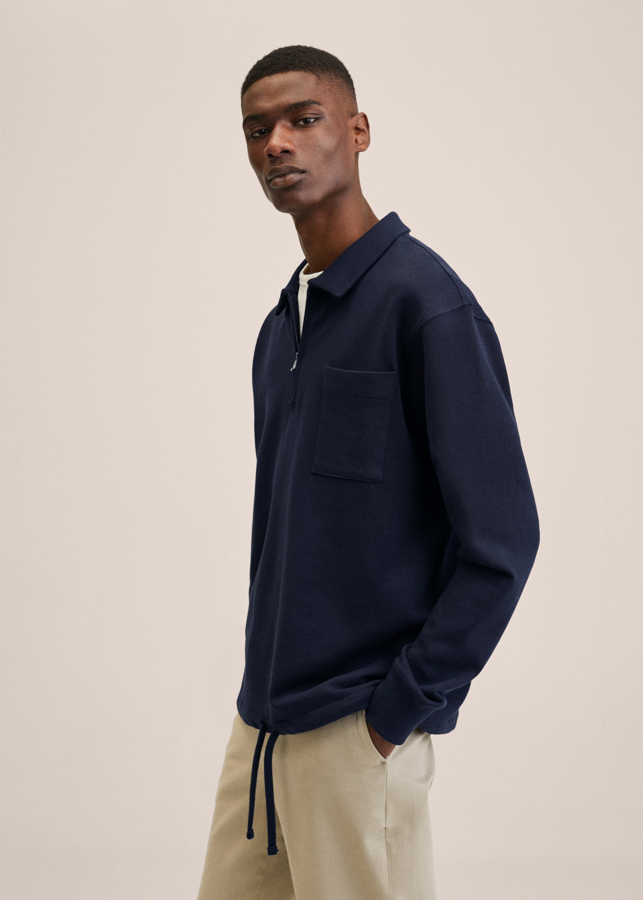 Cotton sweatshirt with zip neck - Medium plane