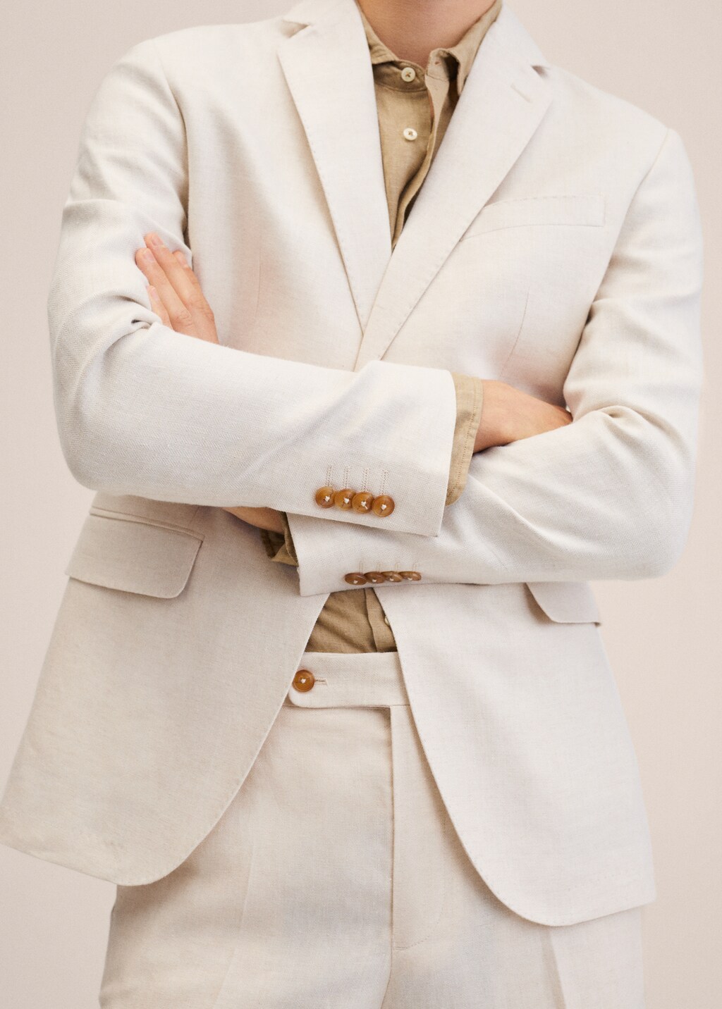 Slim fit linen suit blazer - Details of the article 2