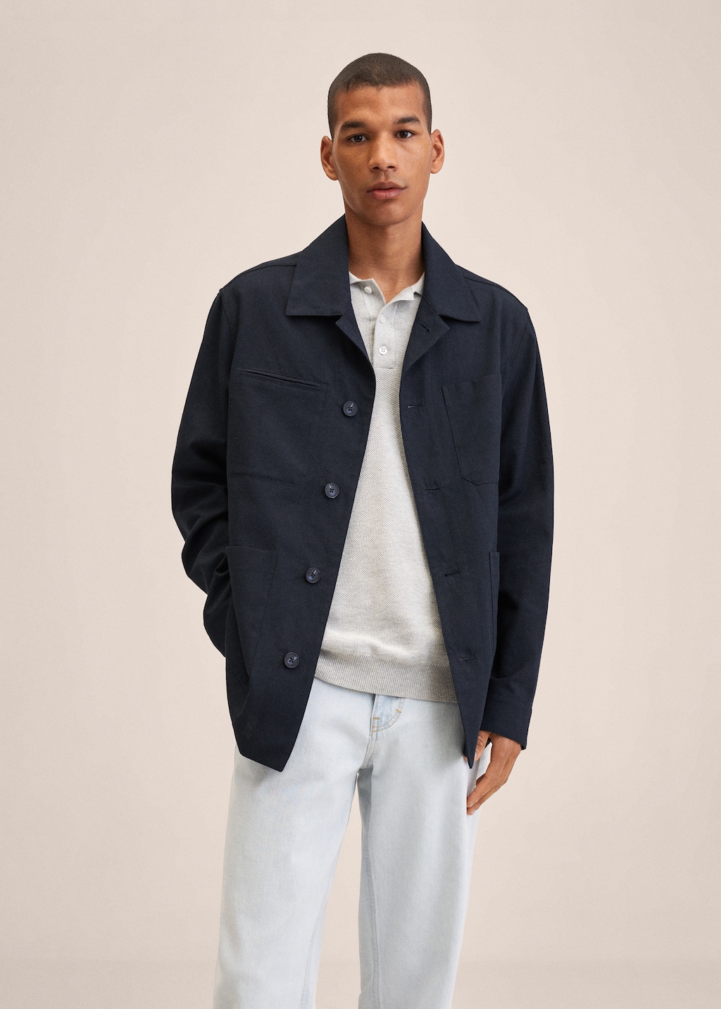 Pocket linen cotton jacket - Medium plane