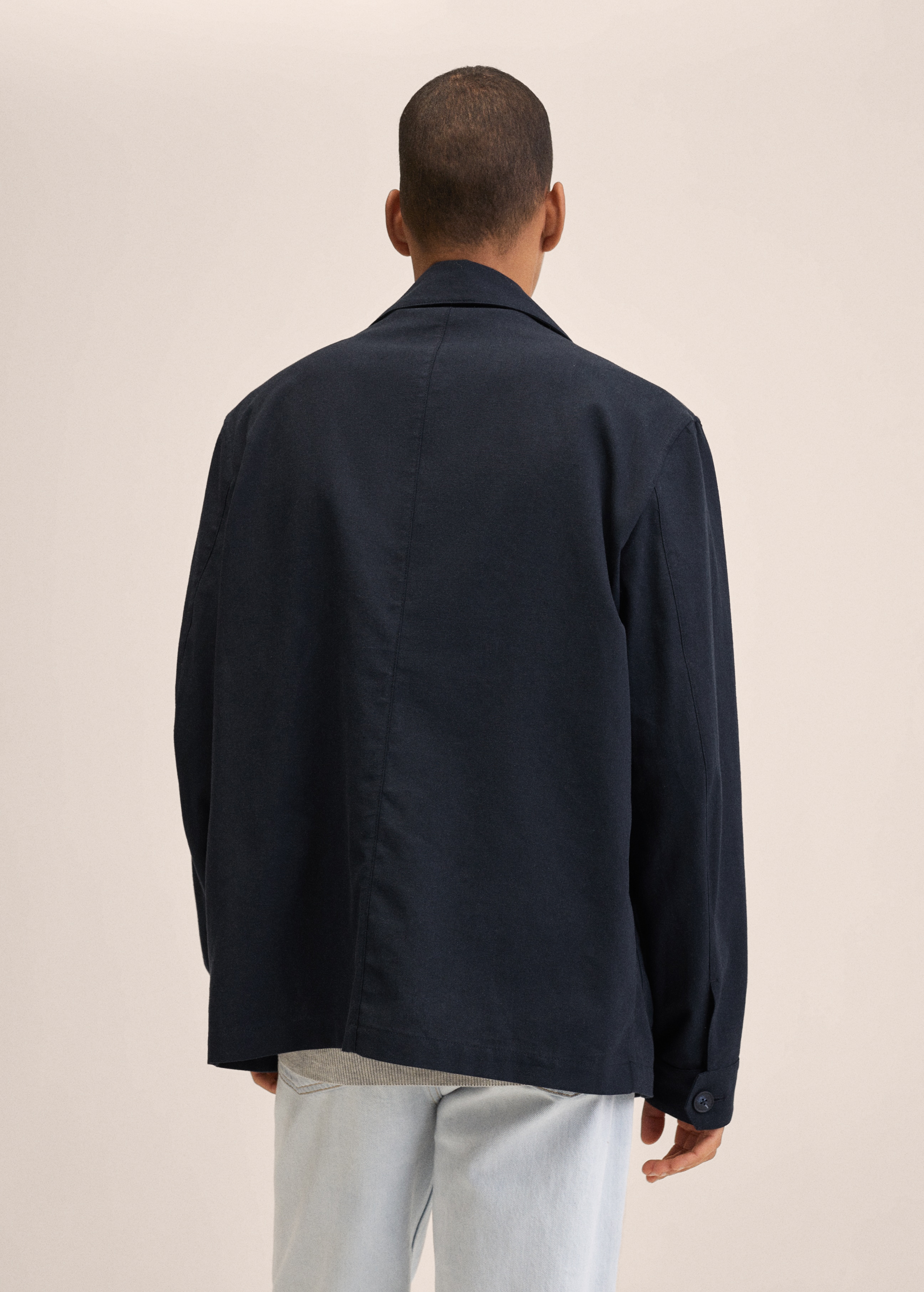 Pocket linen cotton jacket - Reverse of the article