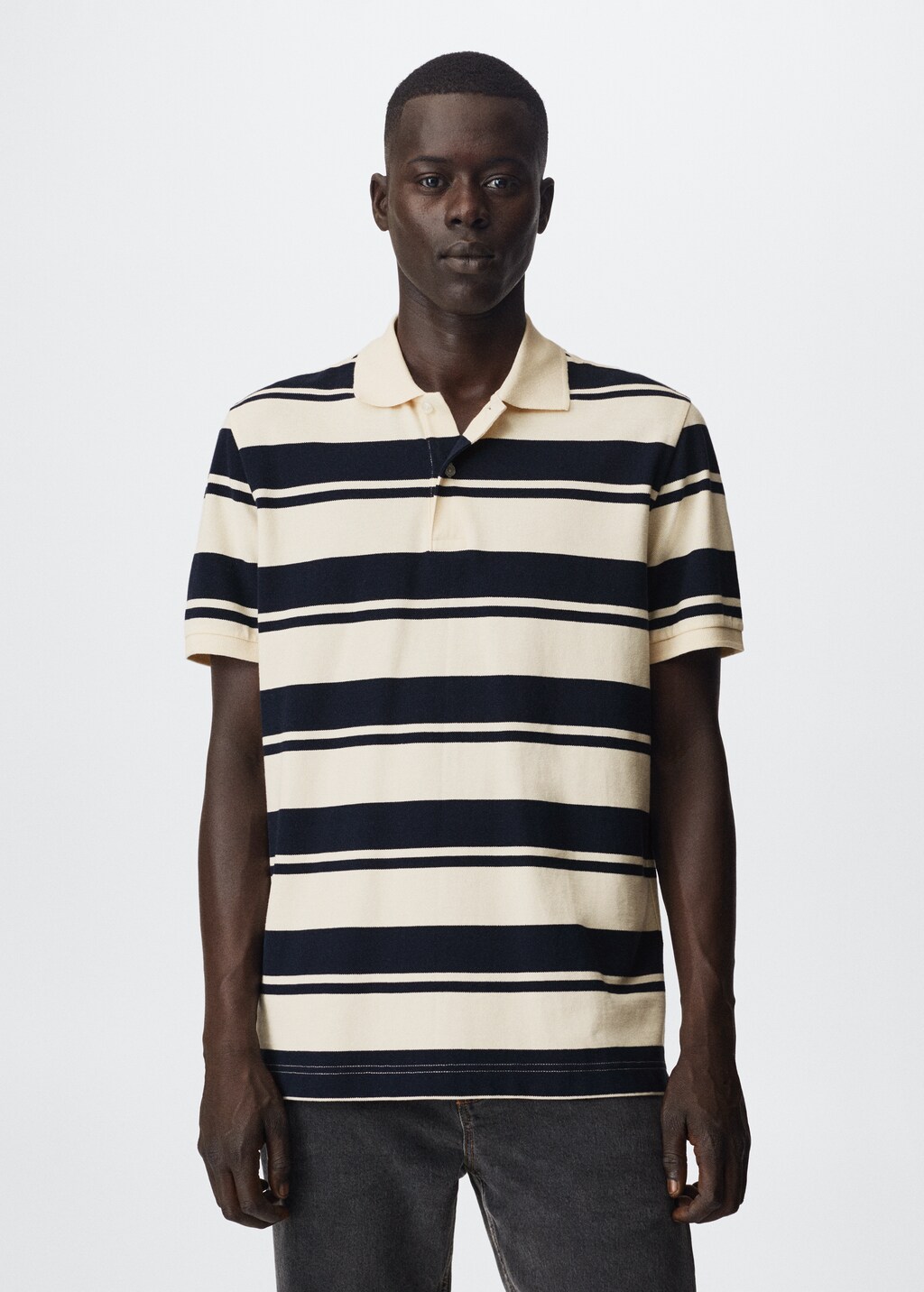 Striped cotton piqué polo shirt - Medium plane