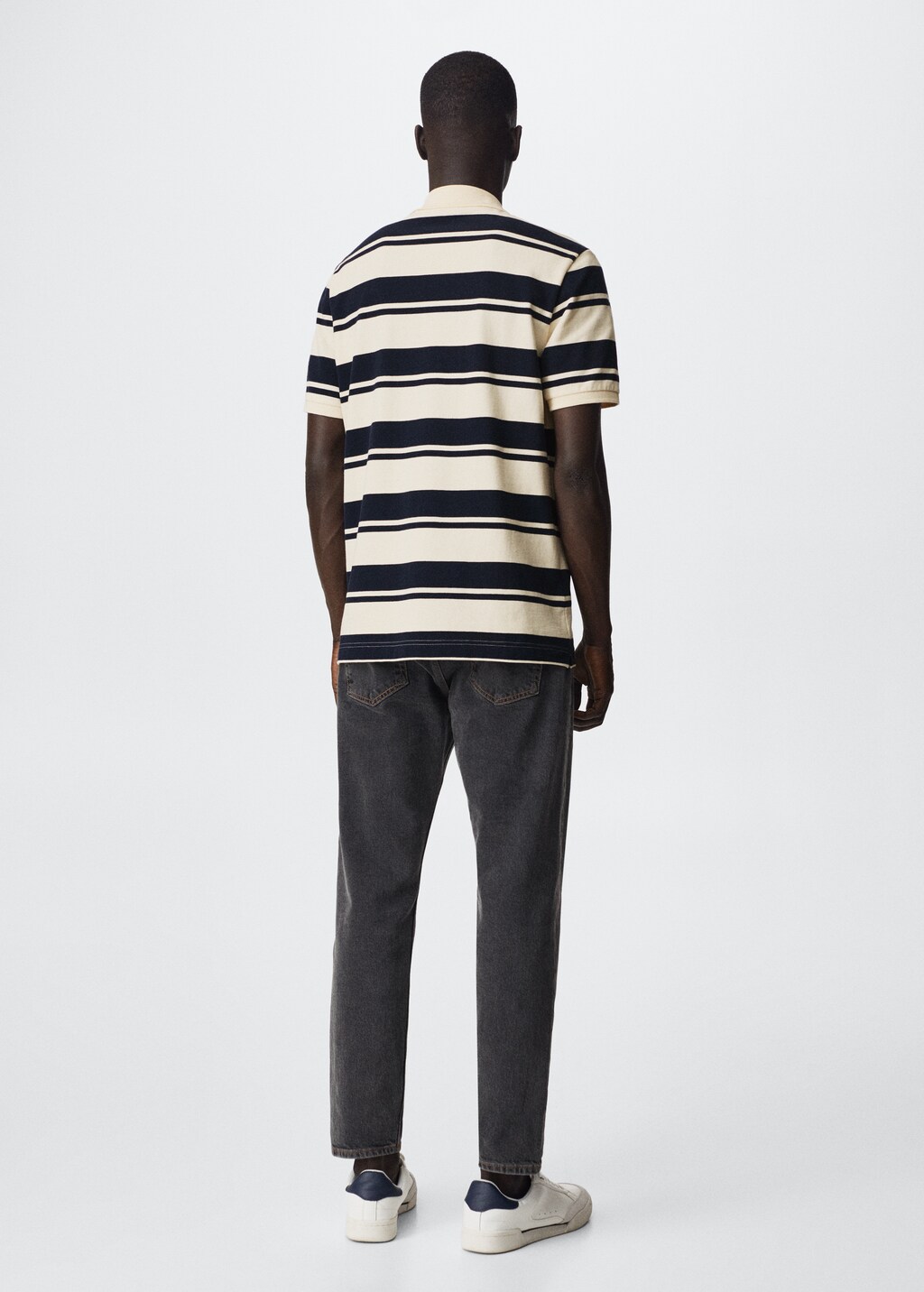 Striped cotton piqué polo shirt - Reverse of the article