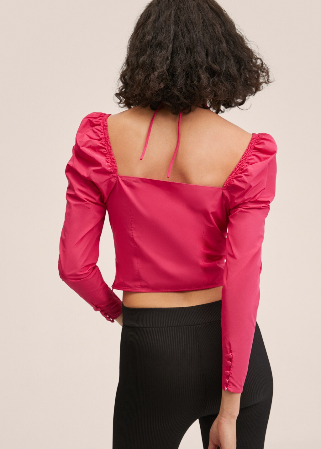 Crop blouse met pofmouwen - Achterkant van het artikel