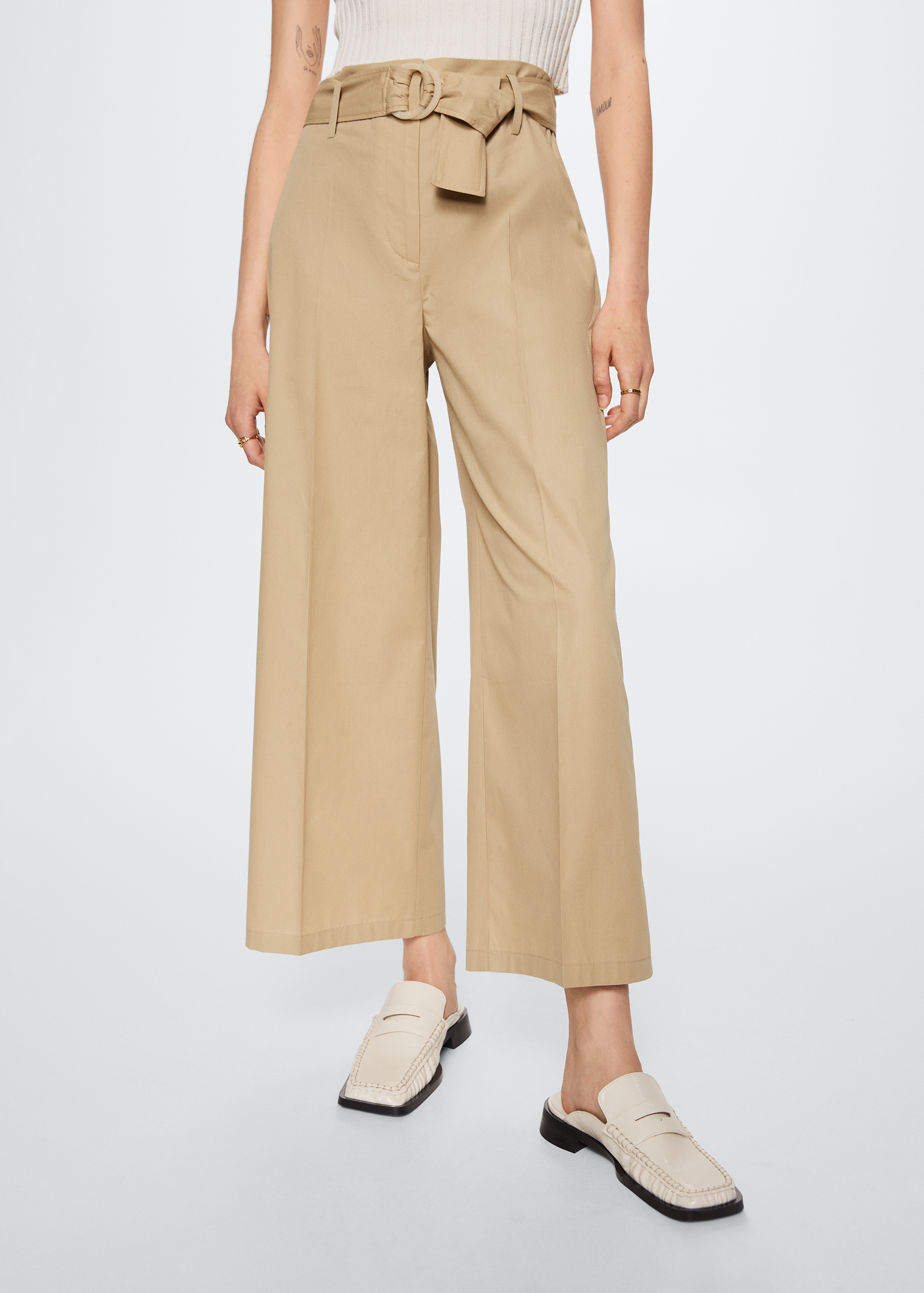Belt cotton-blend trousers - Medium plane