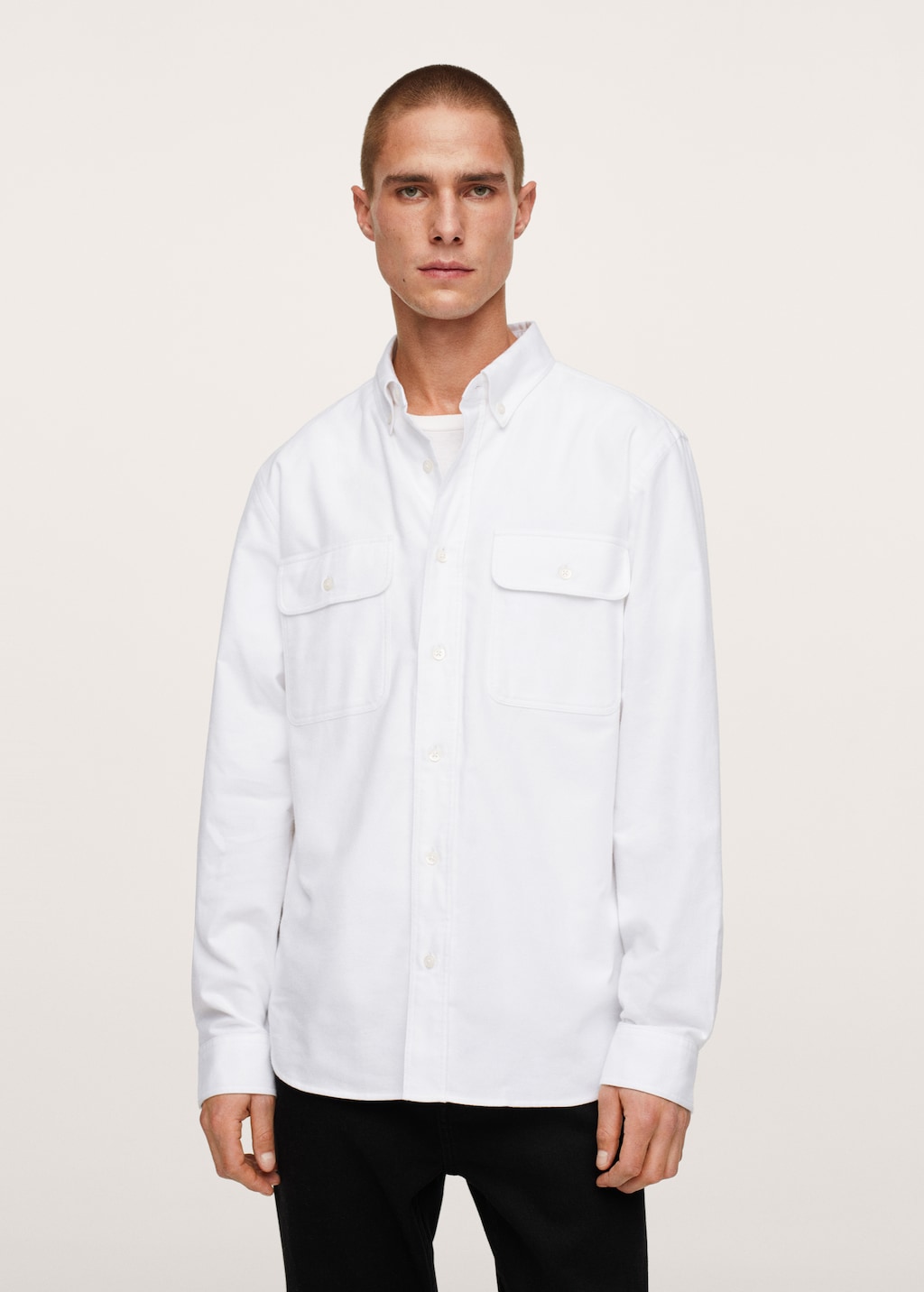 Chest-pocket cotton shirt - Medium plane