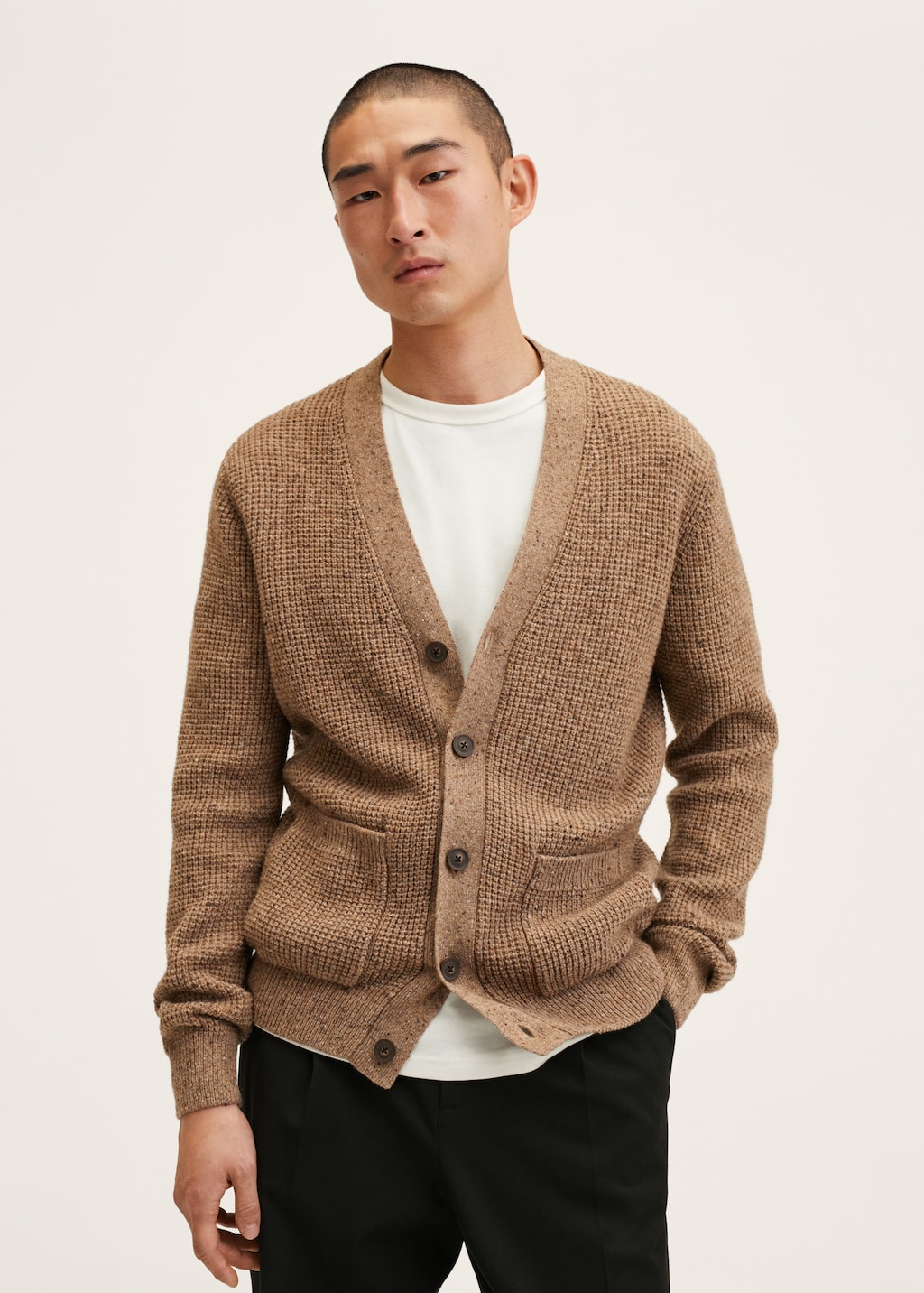 Structured wool cardigan - Medium plane