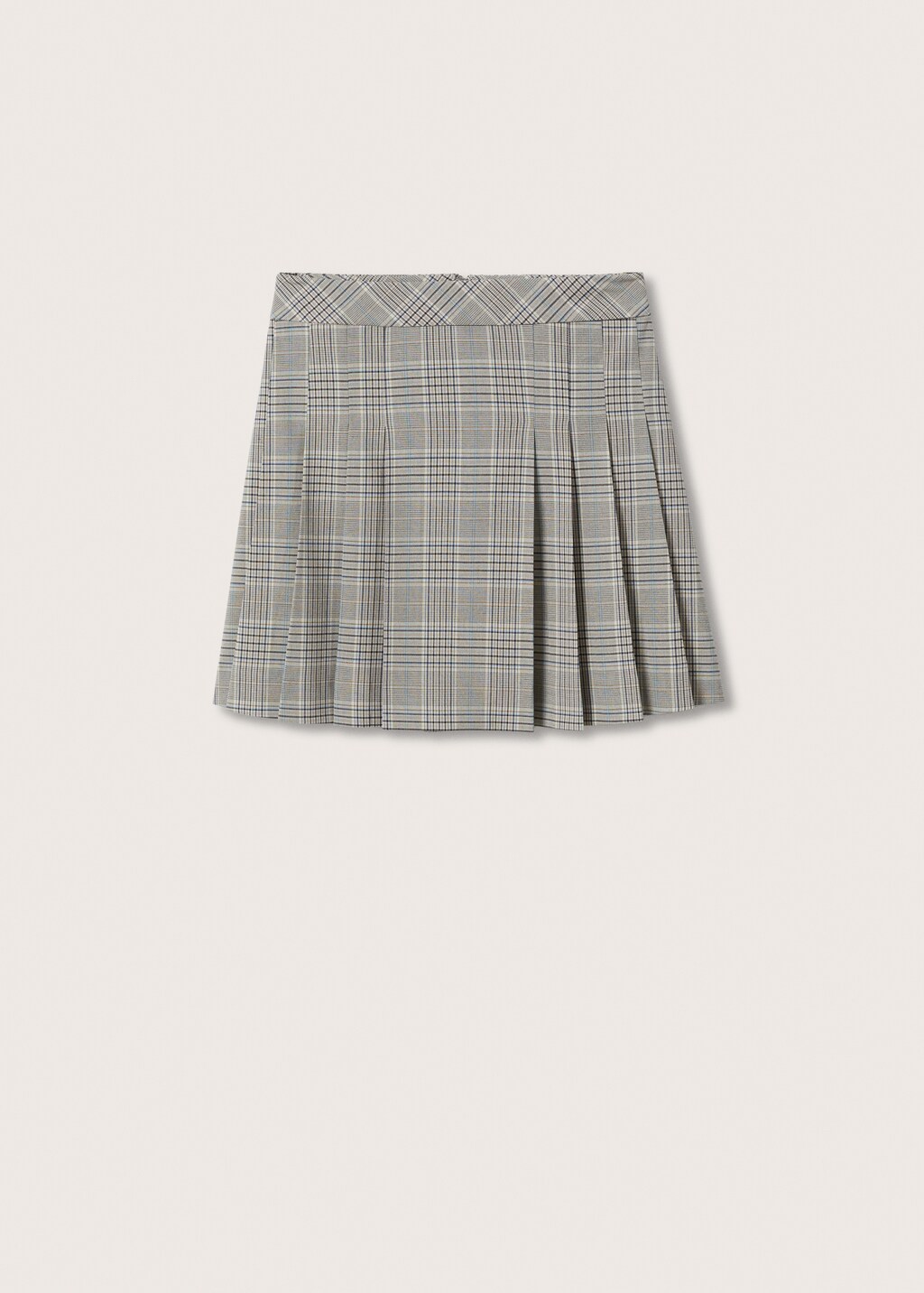 Pleat-detail check skirt