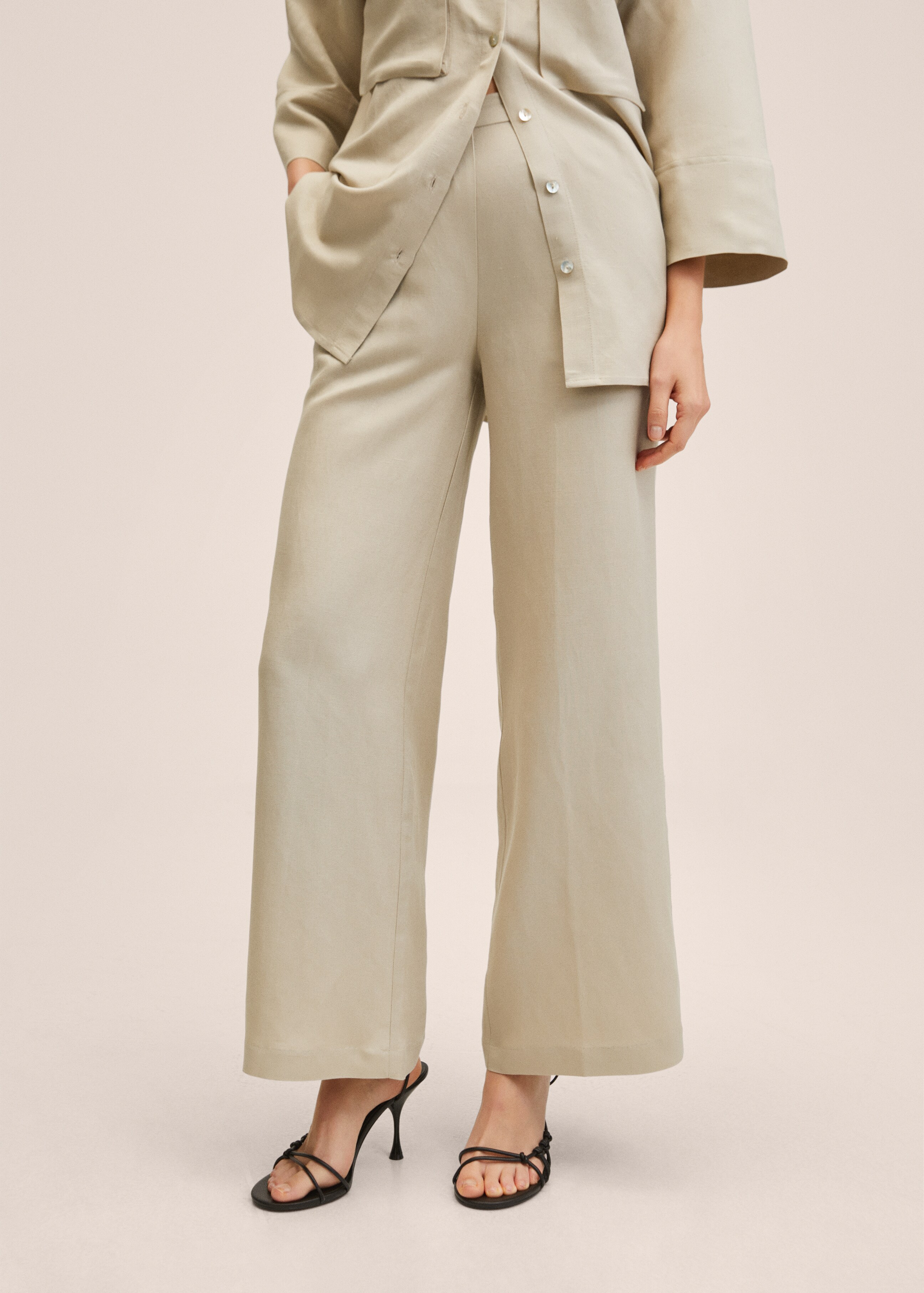 Linen trousers with buttons - Medium plane