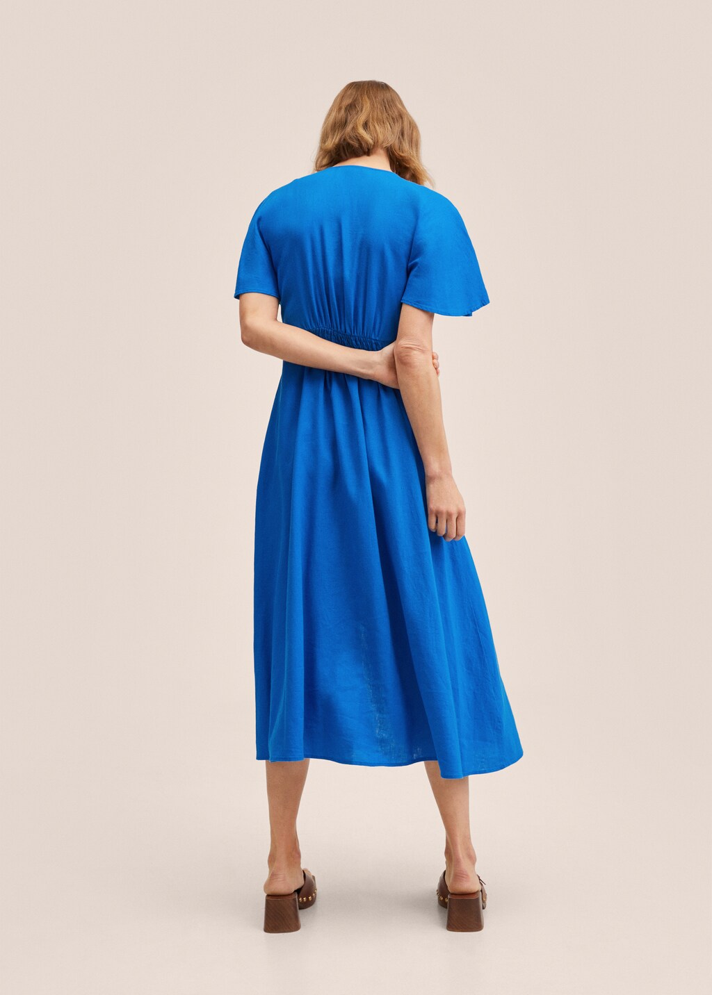 Buttoned linen-blend dress - Reverse of the article