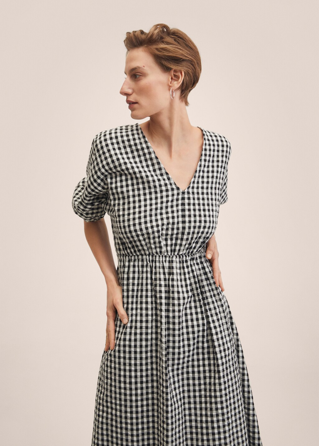 Gingham check cottoned dress - Medium plane