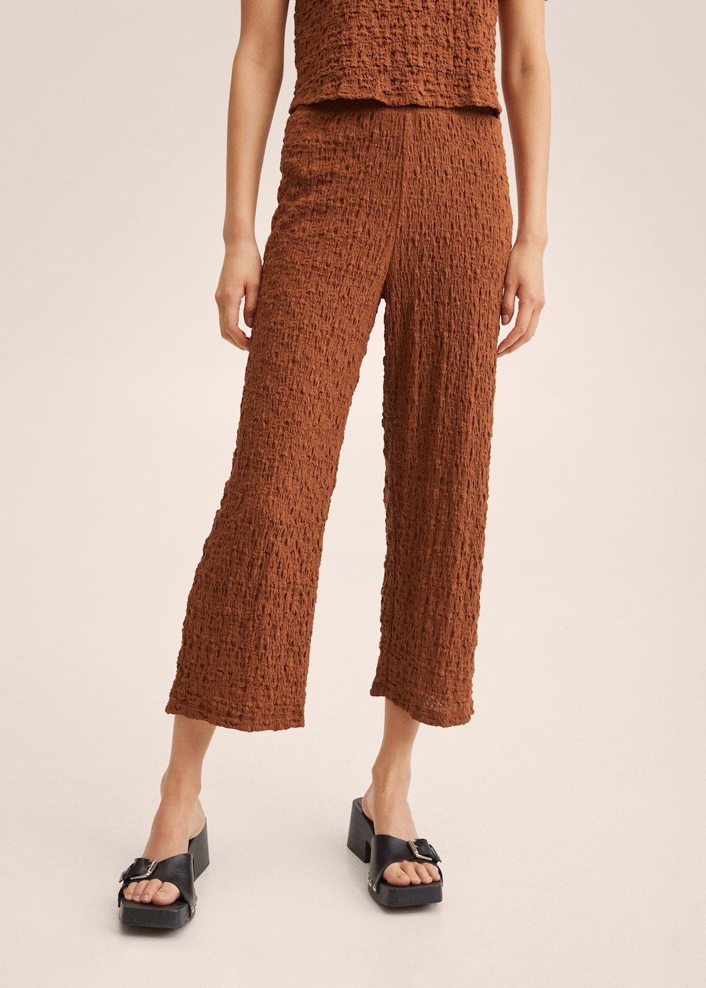 Textured cotton pants - Medium plane