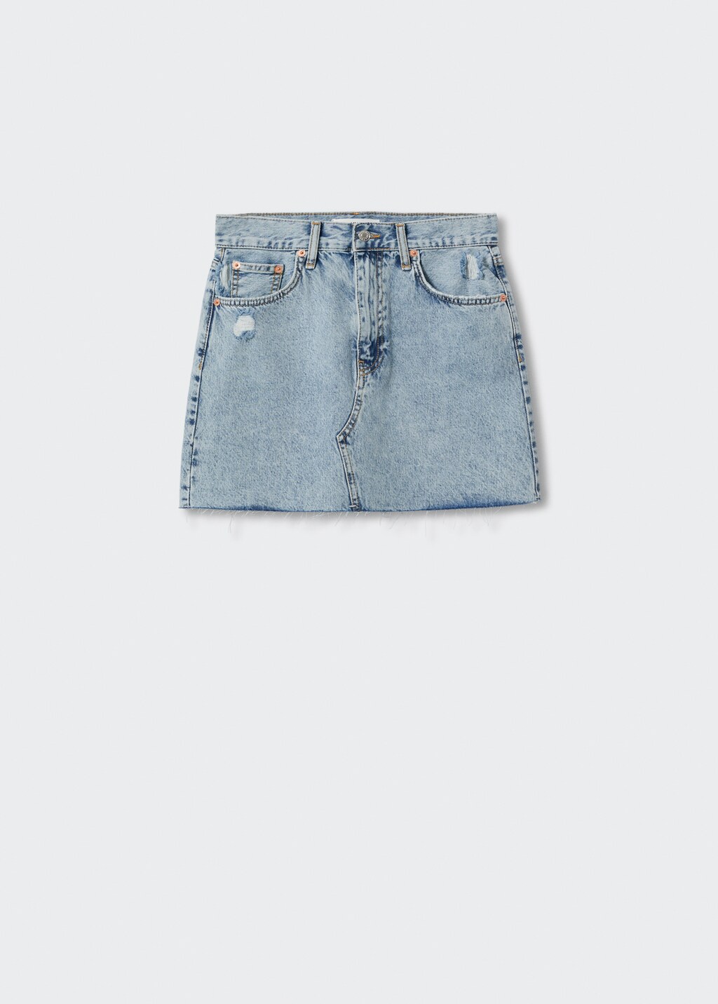 Denim miniskirt with frayed hem - Article without model