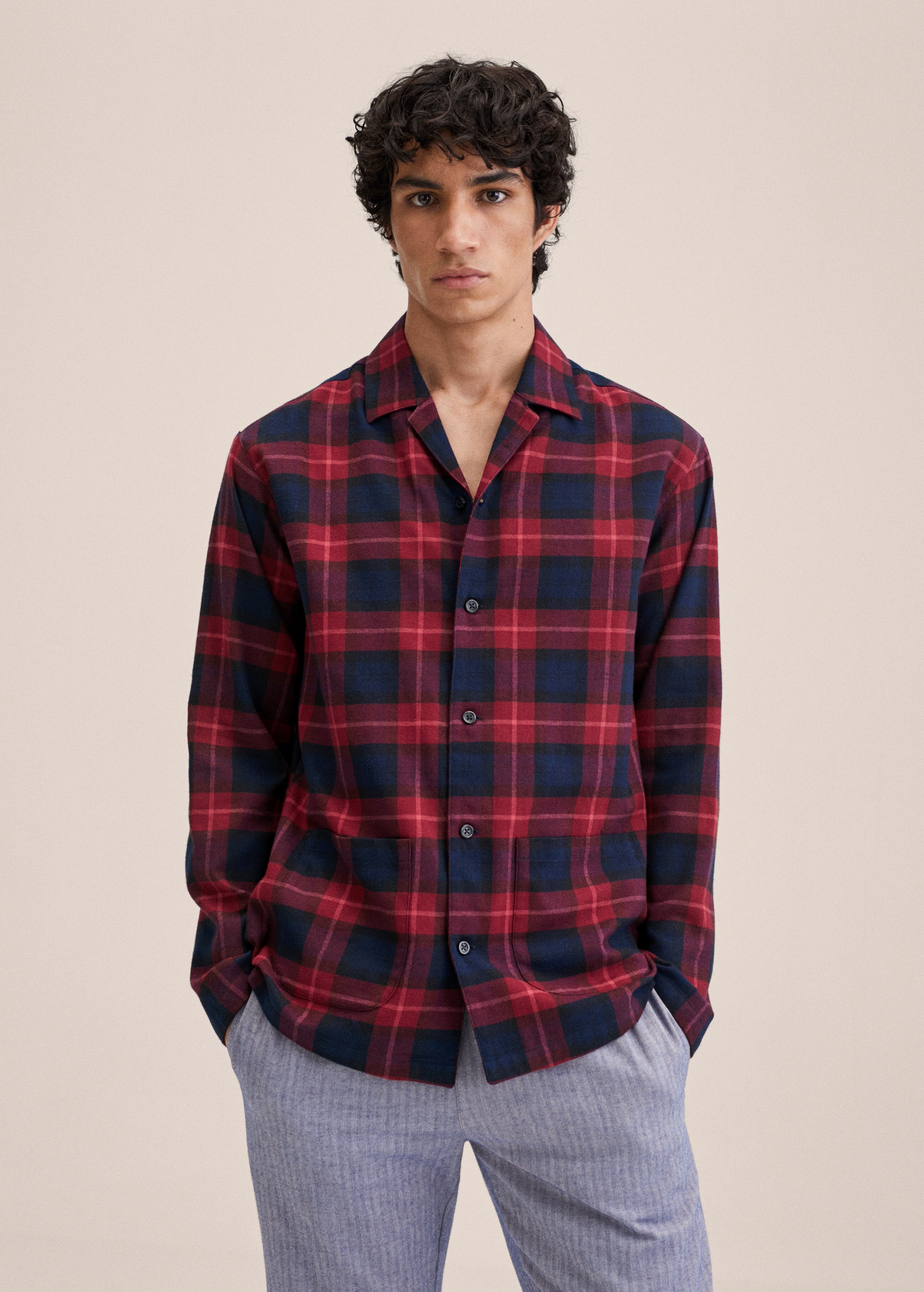 Chemise pyjama carreaux flanelle - Plan moyen