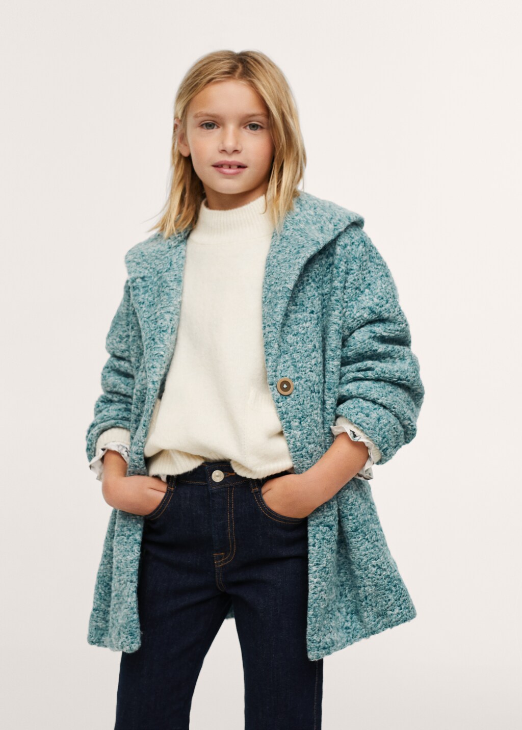 Fur bouclé wool coat - Medium plane