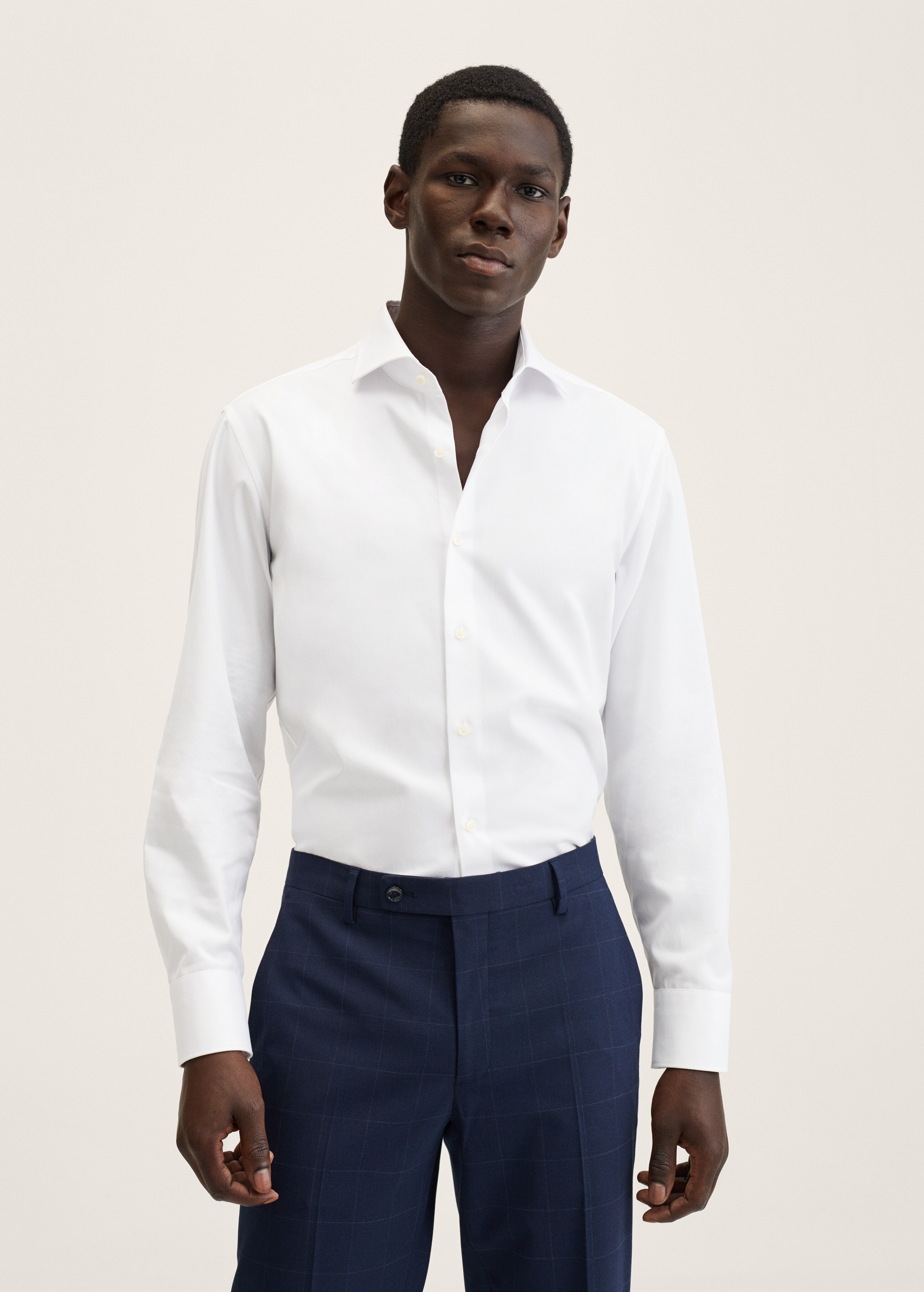 Slim fit cotton suit shirt - Medium plane