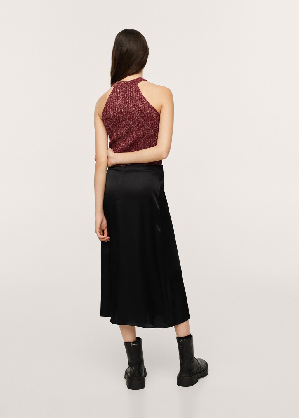 Midi satin skirt - Reverse of the article