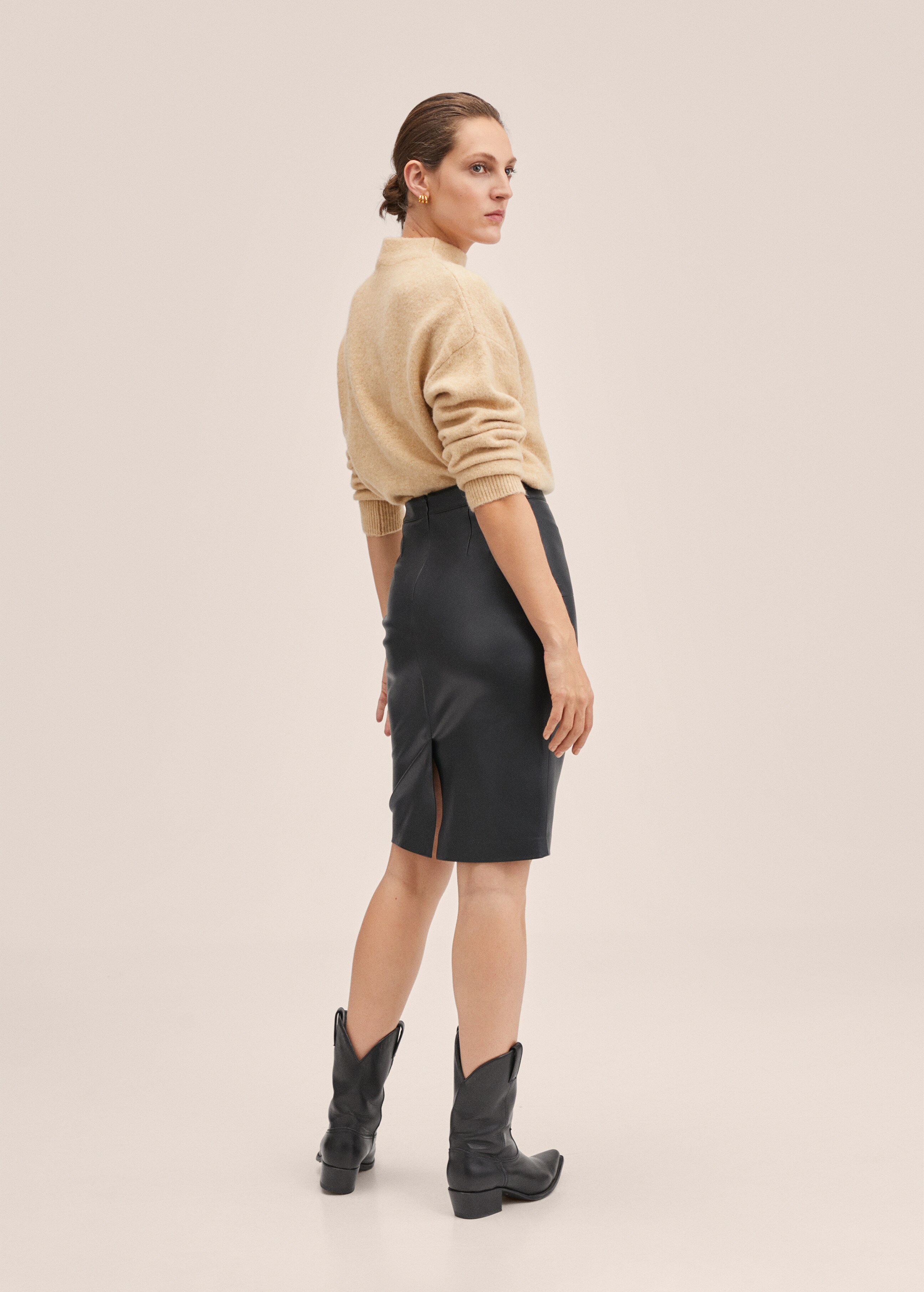 Cut-out faux-leather skirt - Reverse of the article