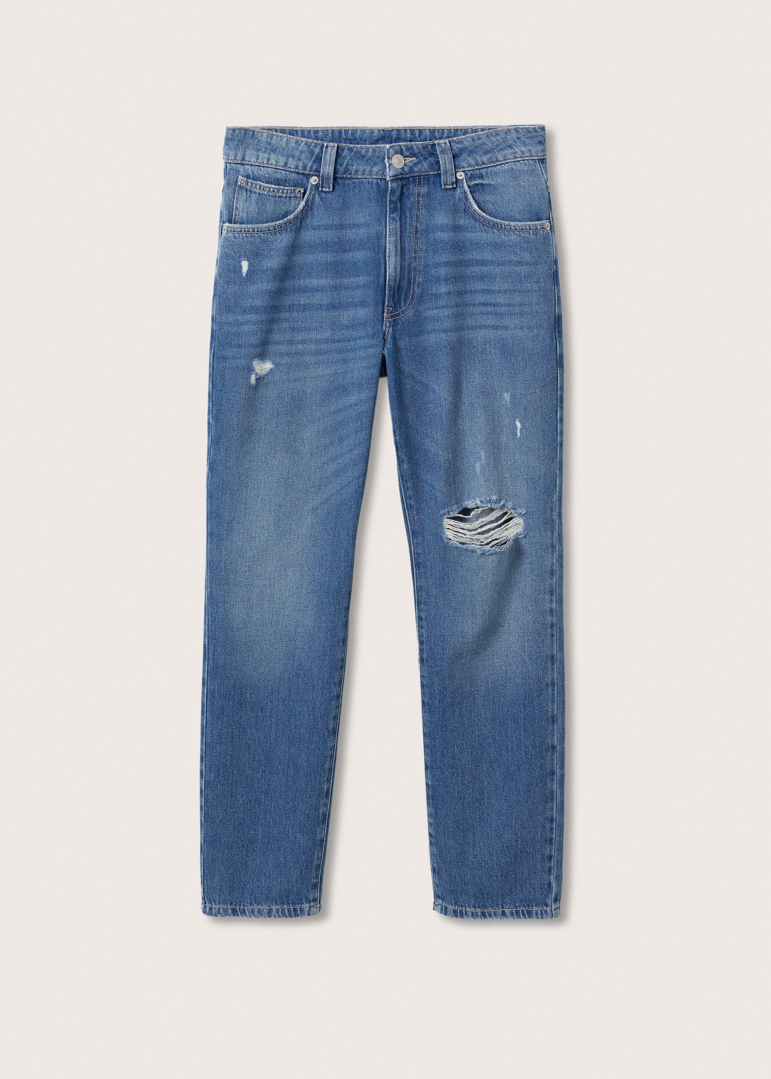 Decorative ripped regular jeans
