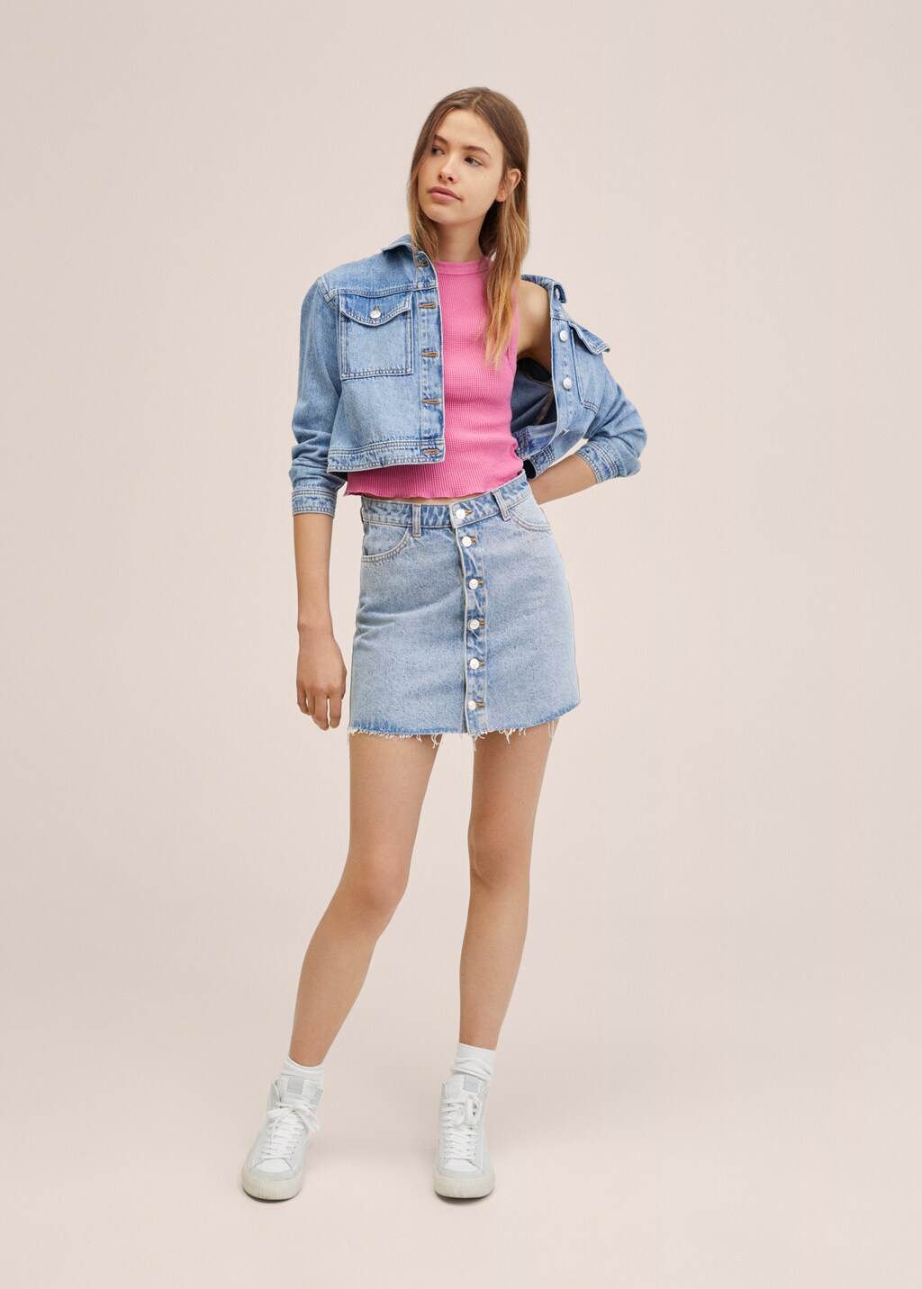 Buttoned denim skirt - Details of the article 4