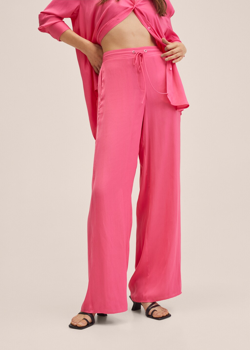 Wideleg trousers with elastic waist - Medium plane