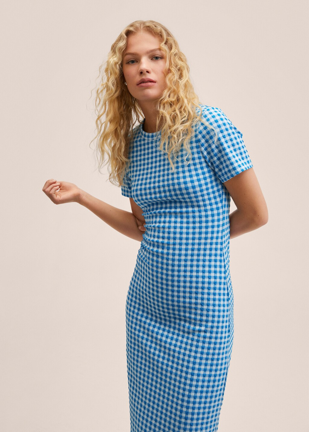 Blue check dress womens best sale