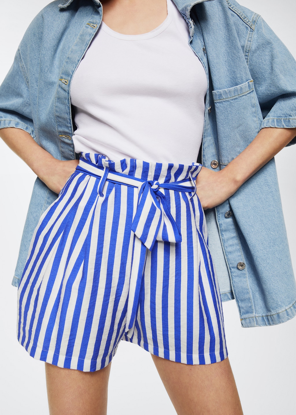 Fashion paperbag striped shorts