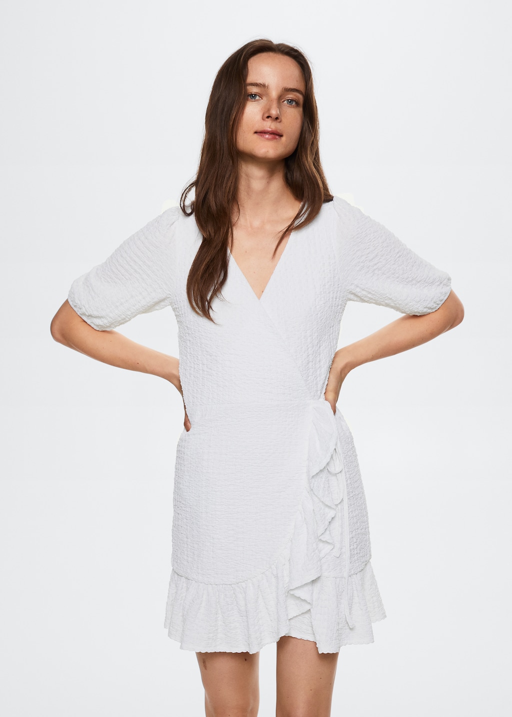 Puffed sleeves texture dress - Medium plane