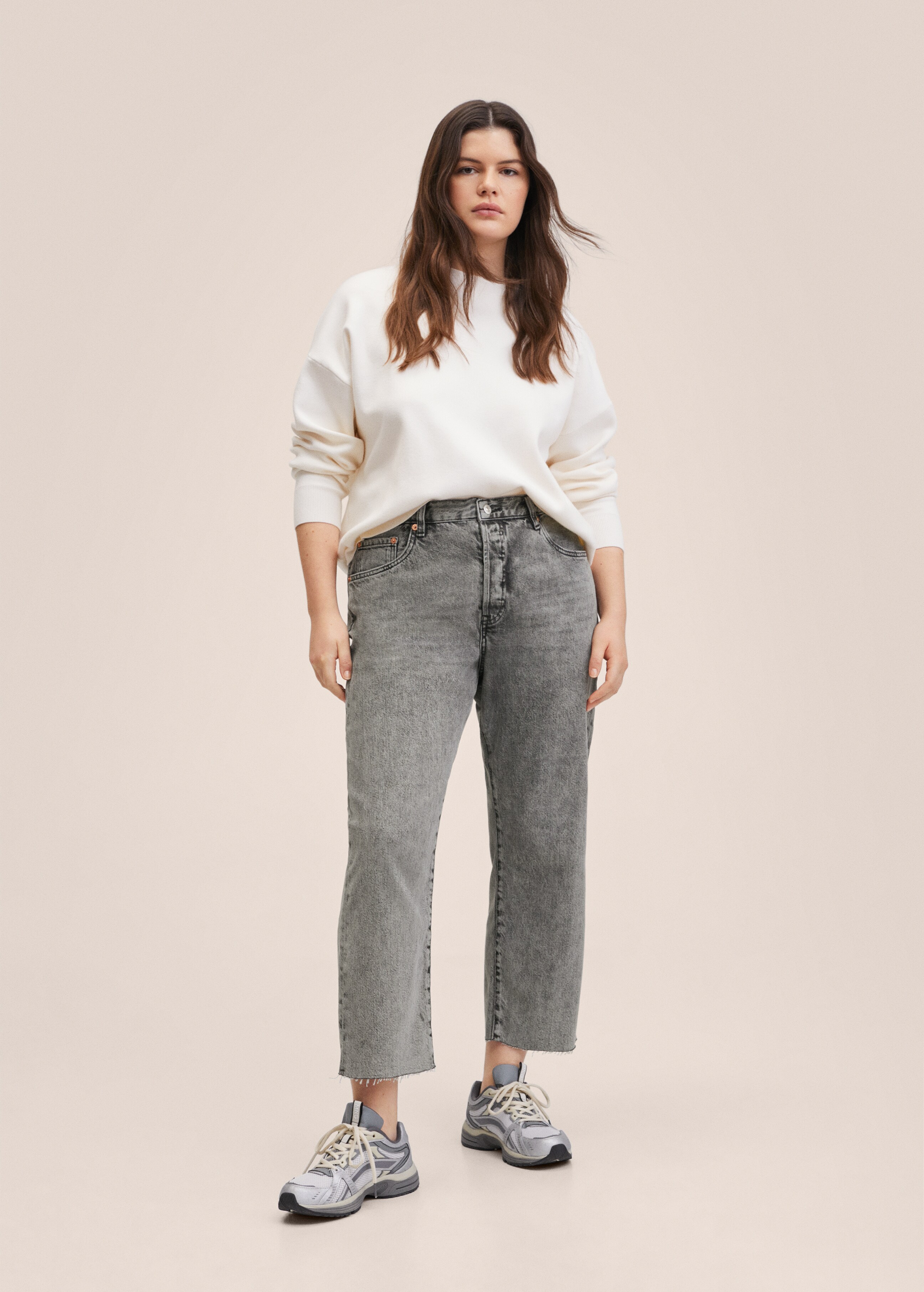 Highwaist straight cropped jeans - Details of the article 4