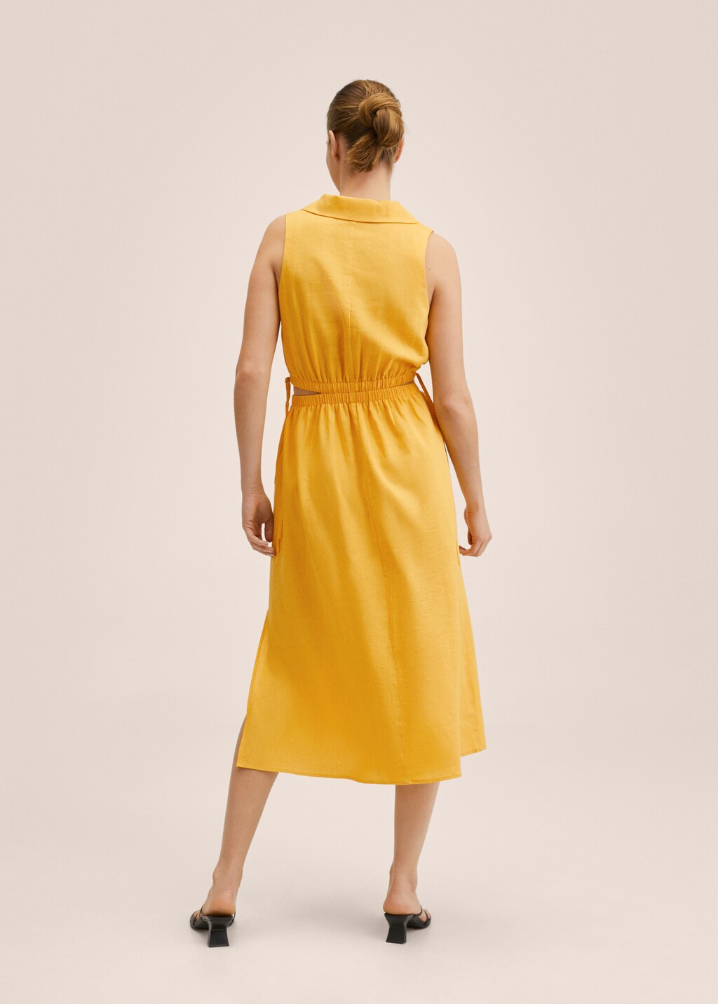 Cut-out linen-blend dress - Reverse of the article