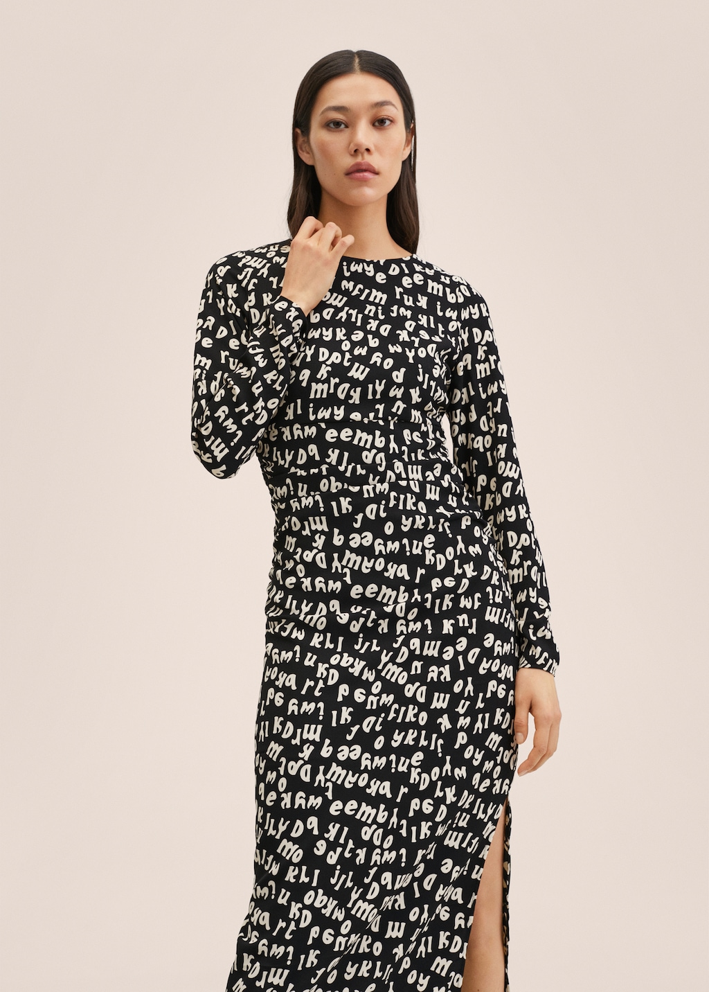 Letter-print ruffled dress - Medium plane