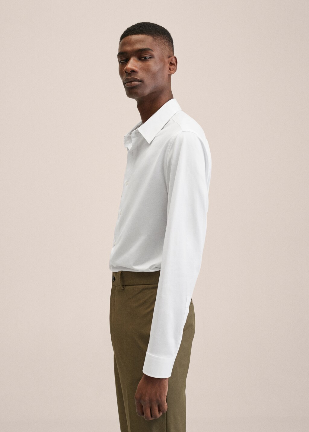 Slim fit stretch cotton suit shirt - Details of the article 2