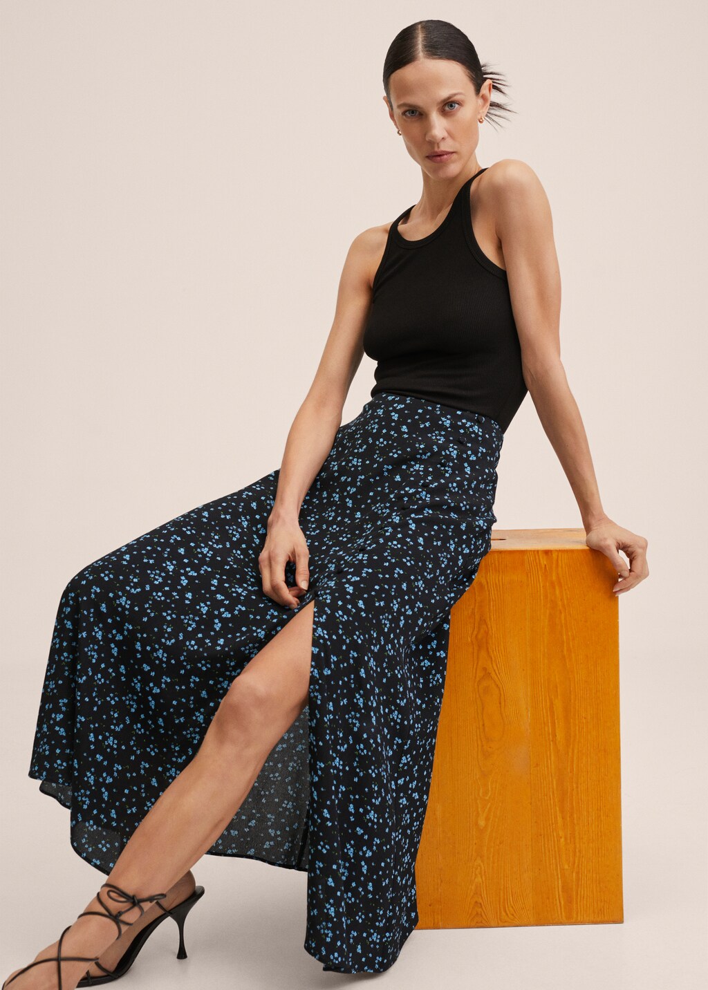 Slit floral skirt - Details of the article 2